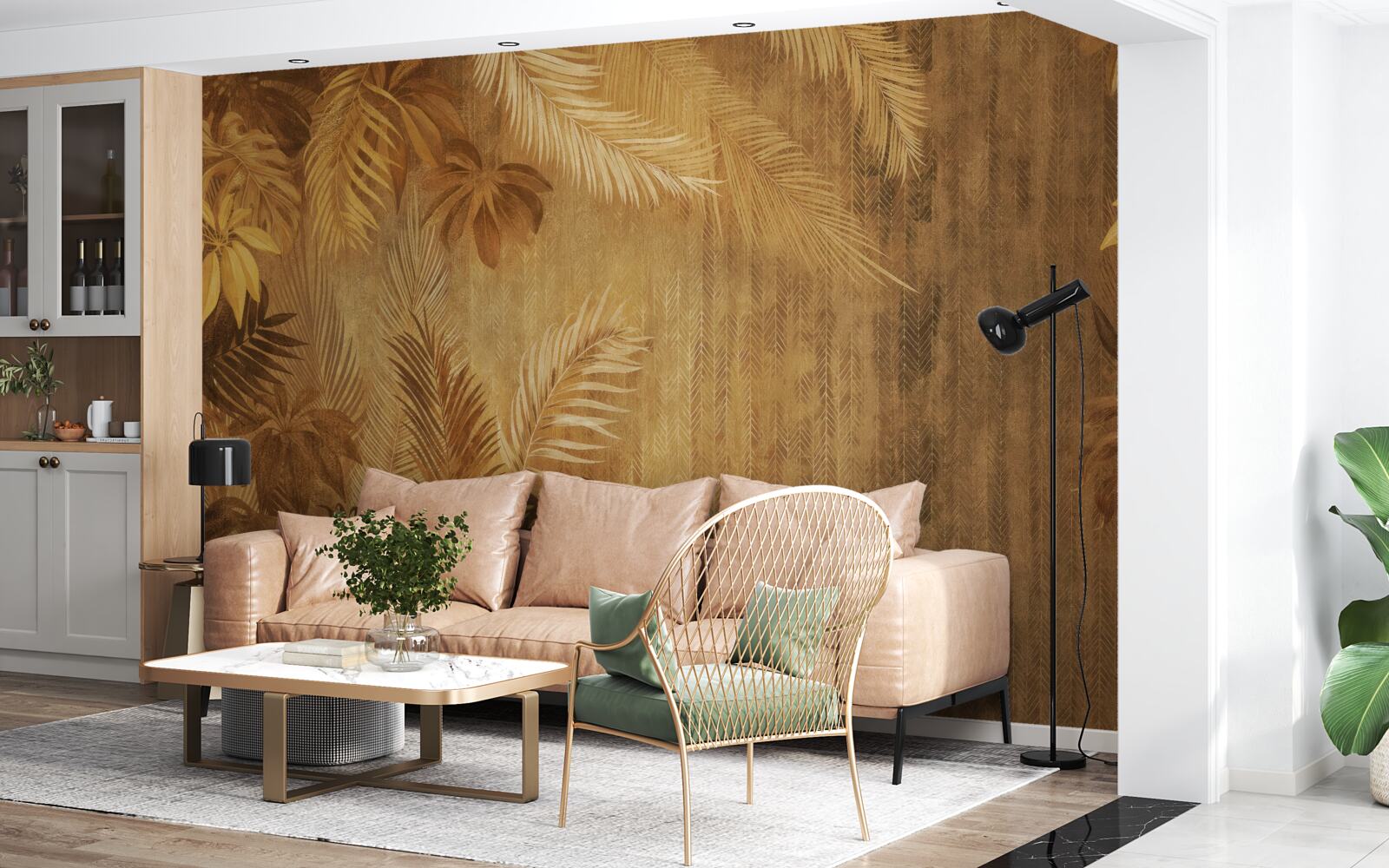 Fototapeta hnedé listy a stena