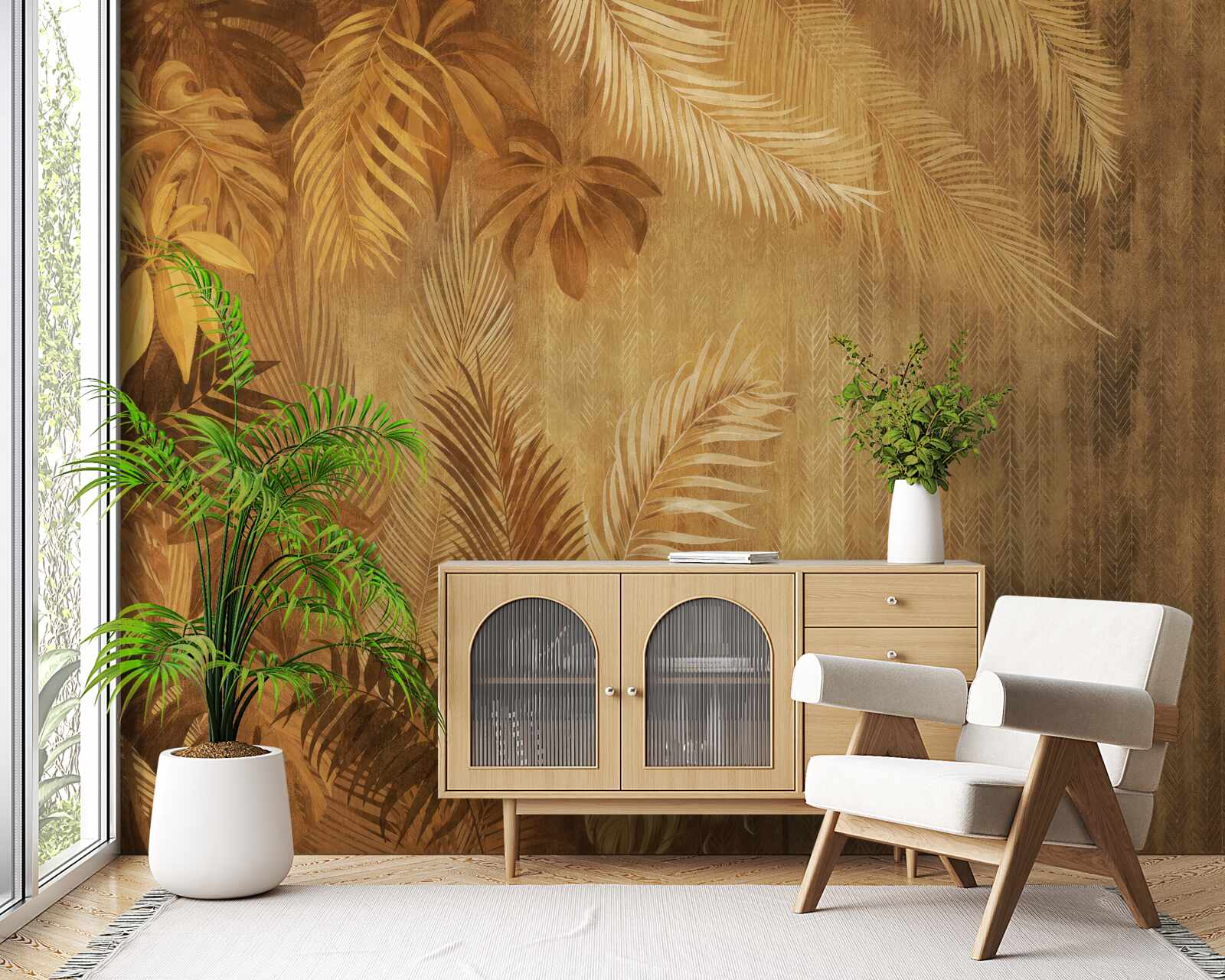 Fototapeta hnedé listy a stena