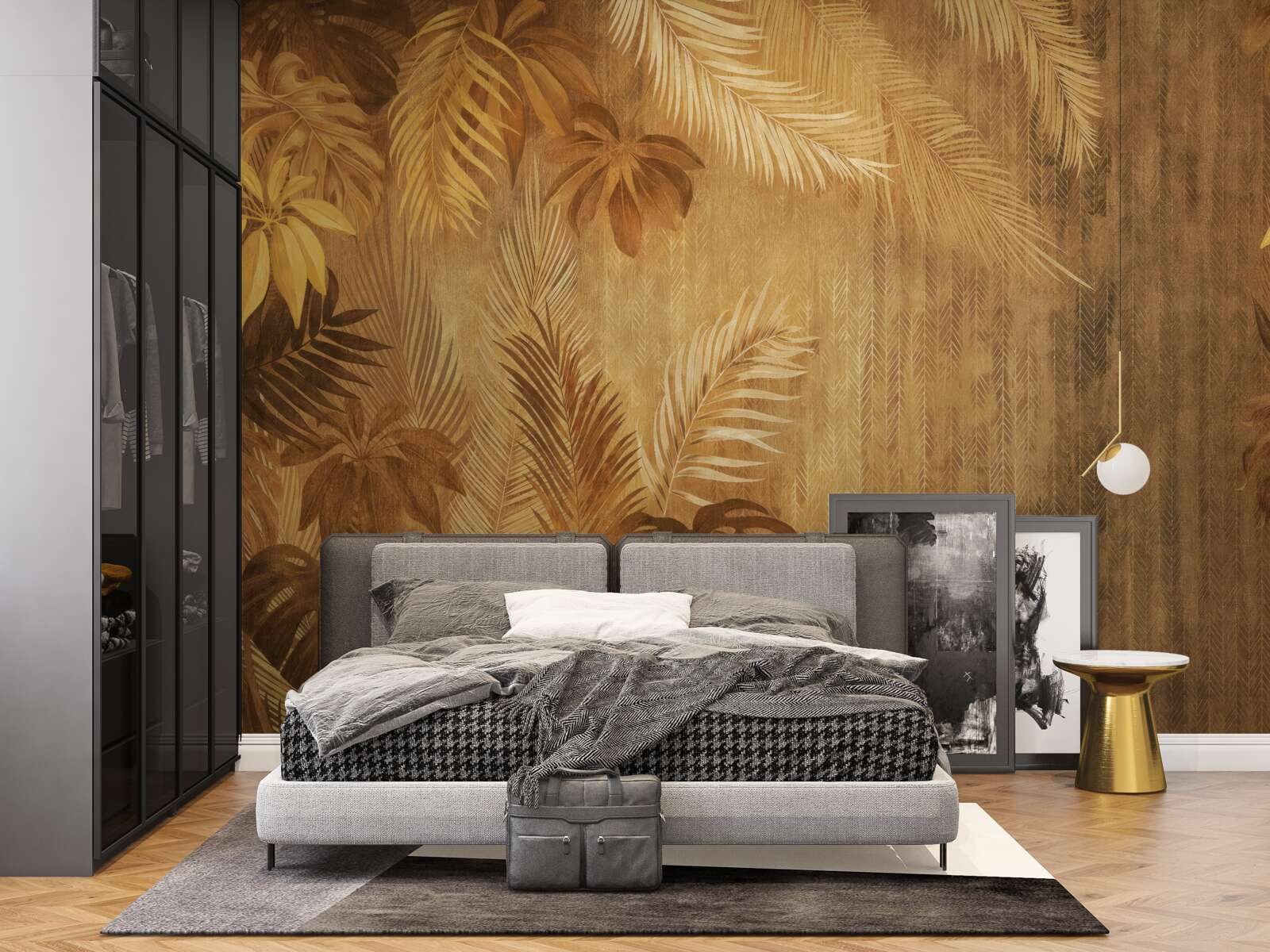 Fototapeta hnedé listy a stena