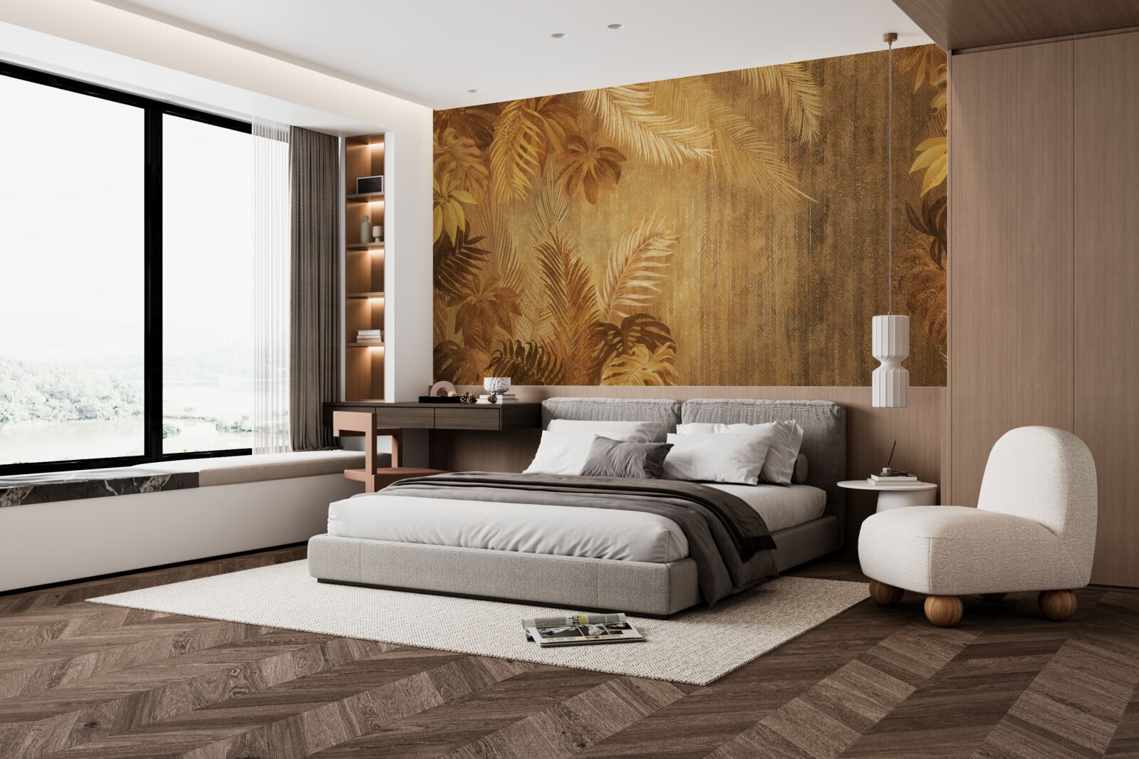 Fototapeta hnedé listy a stena