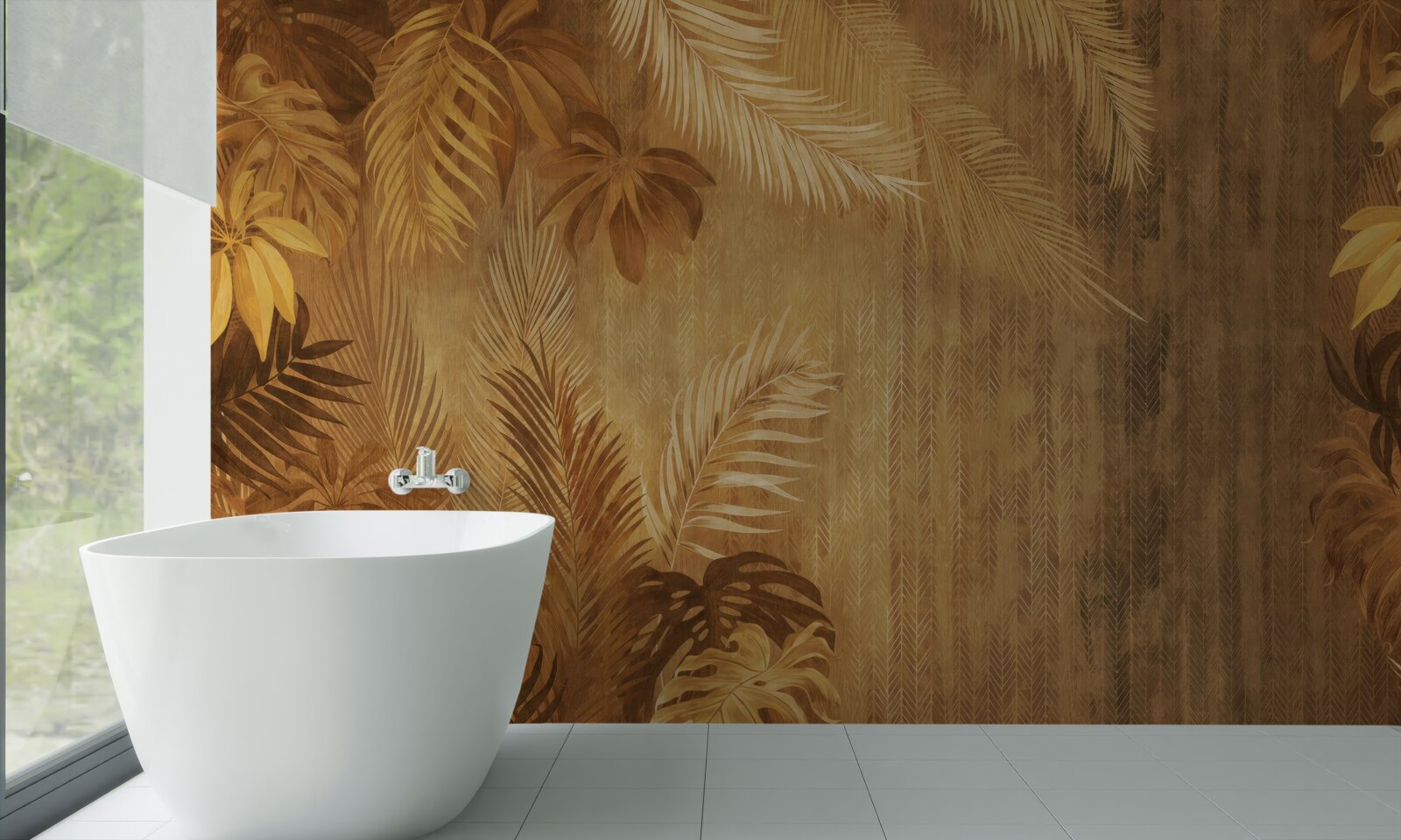 Fototapeta hnedé listy a stena