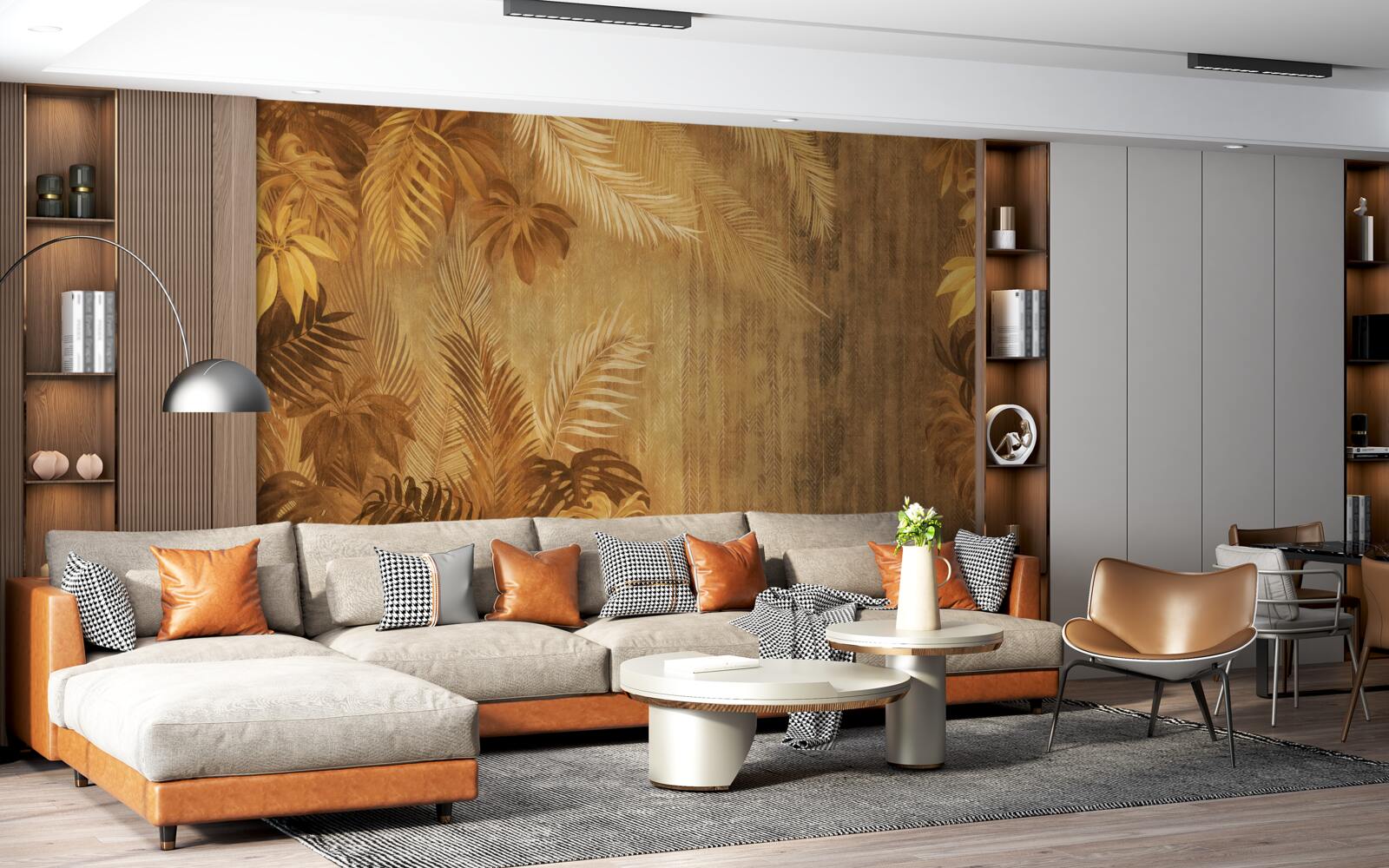 Fototapeta hnedé listy a stena