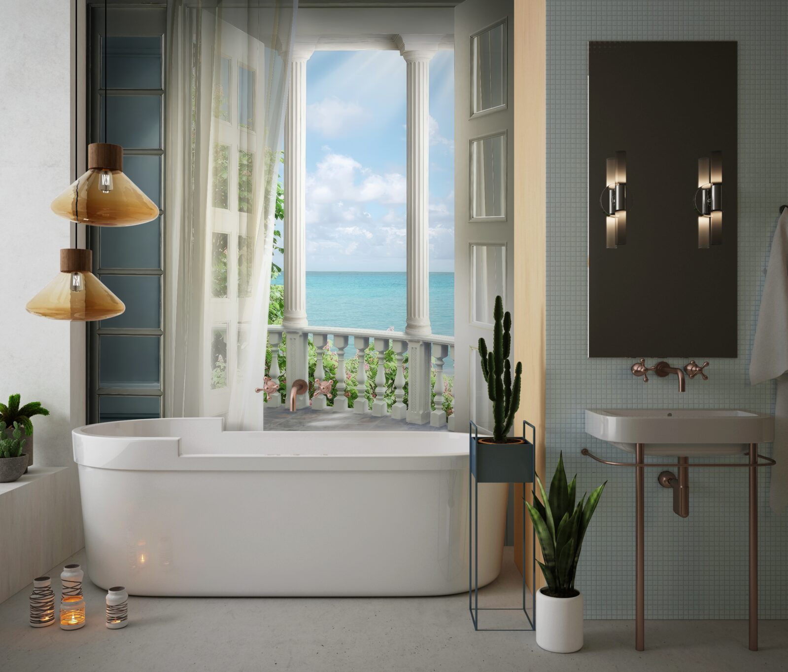 Fototapeta dvere na balkón sú otvorené