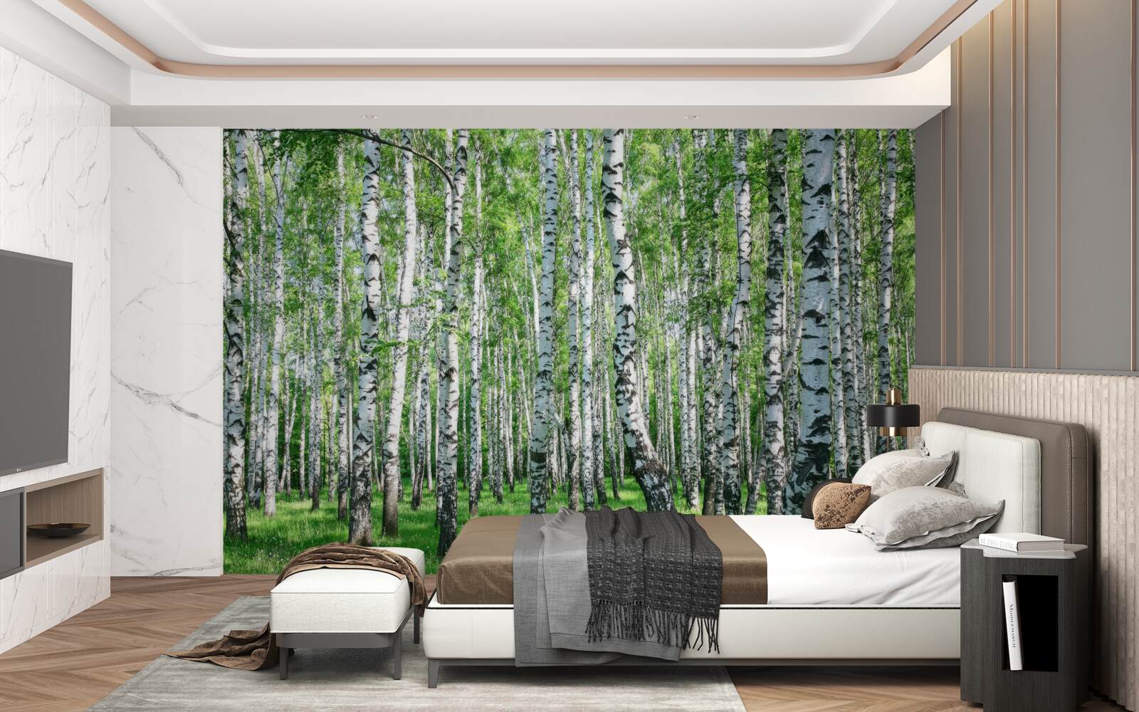 Fototapeta jarný brezový les