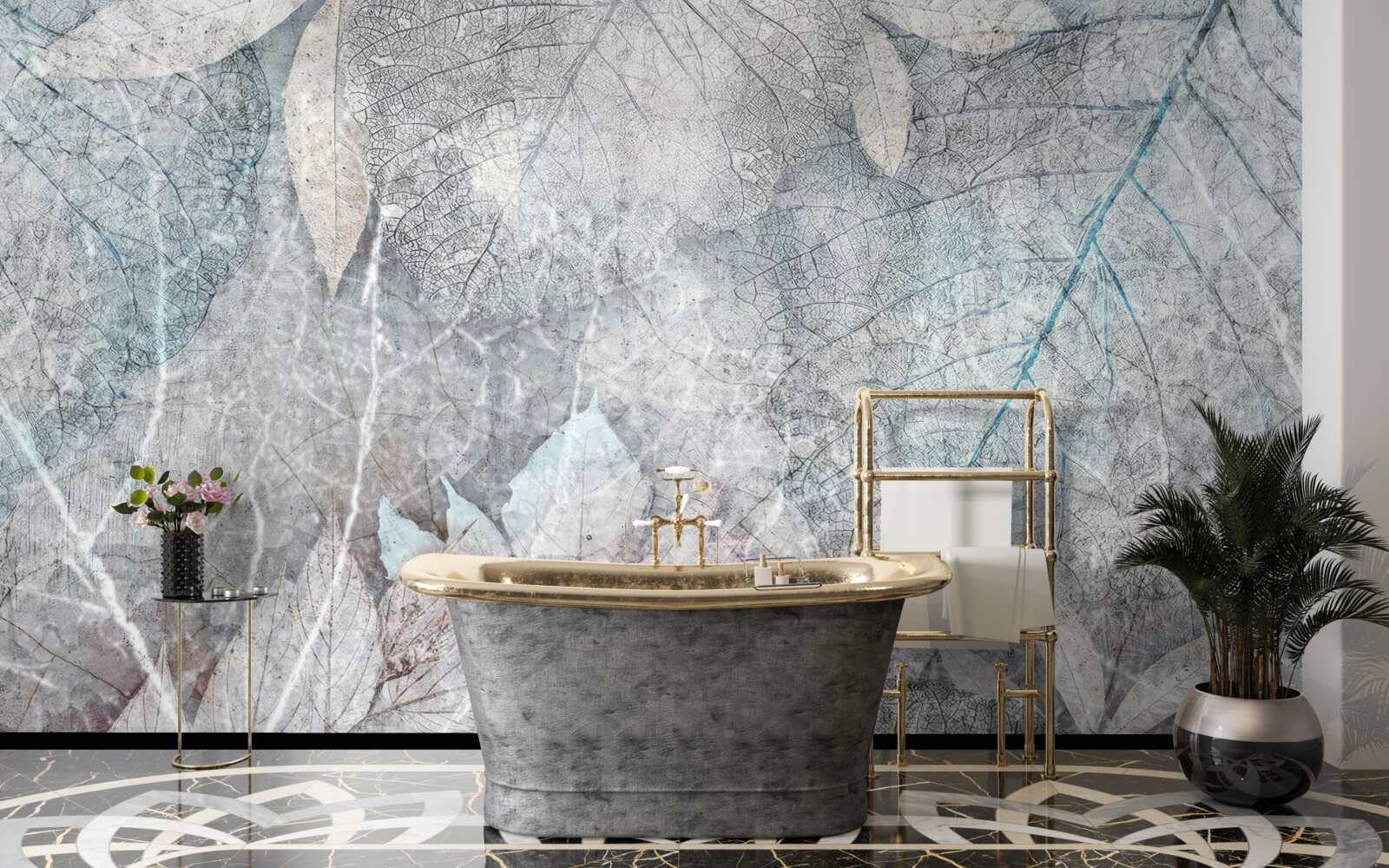 Fototapeta zbierka sušených rastlín na sivom pozadí