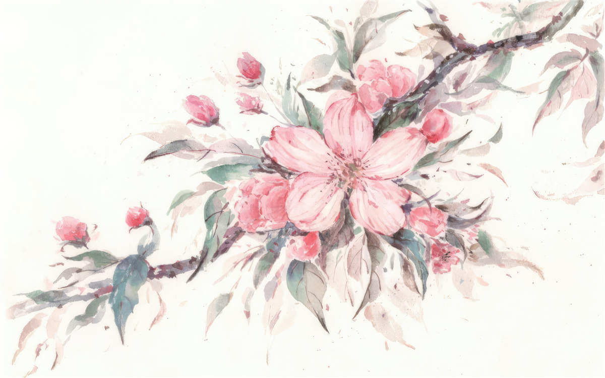 Fototapeta konárik s rozkvitnutým ružovým kvetom