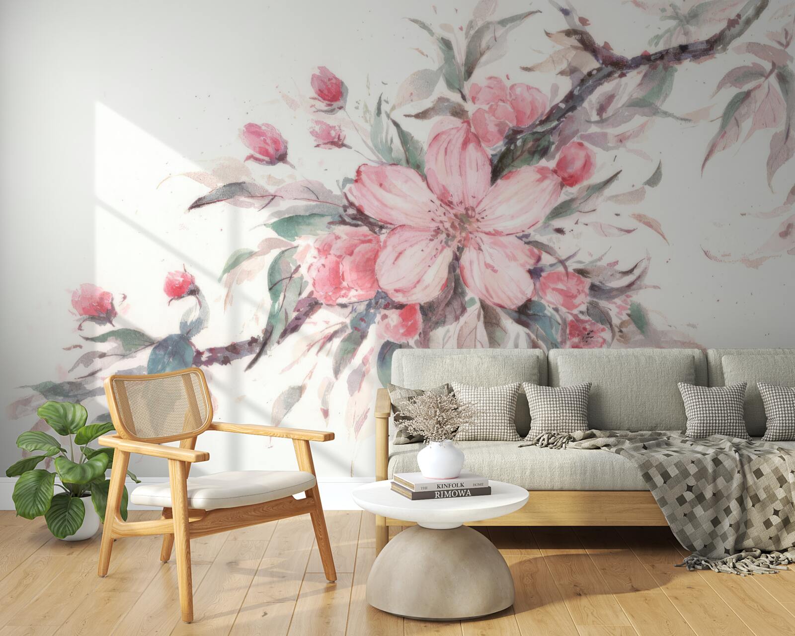 Fototapeta konárik s rozkvitnutým ružovým kvetom