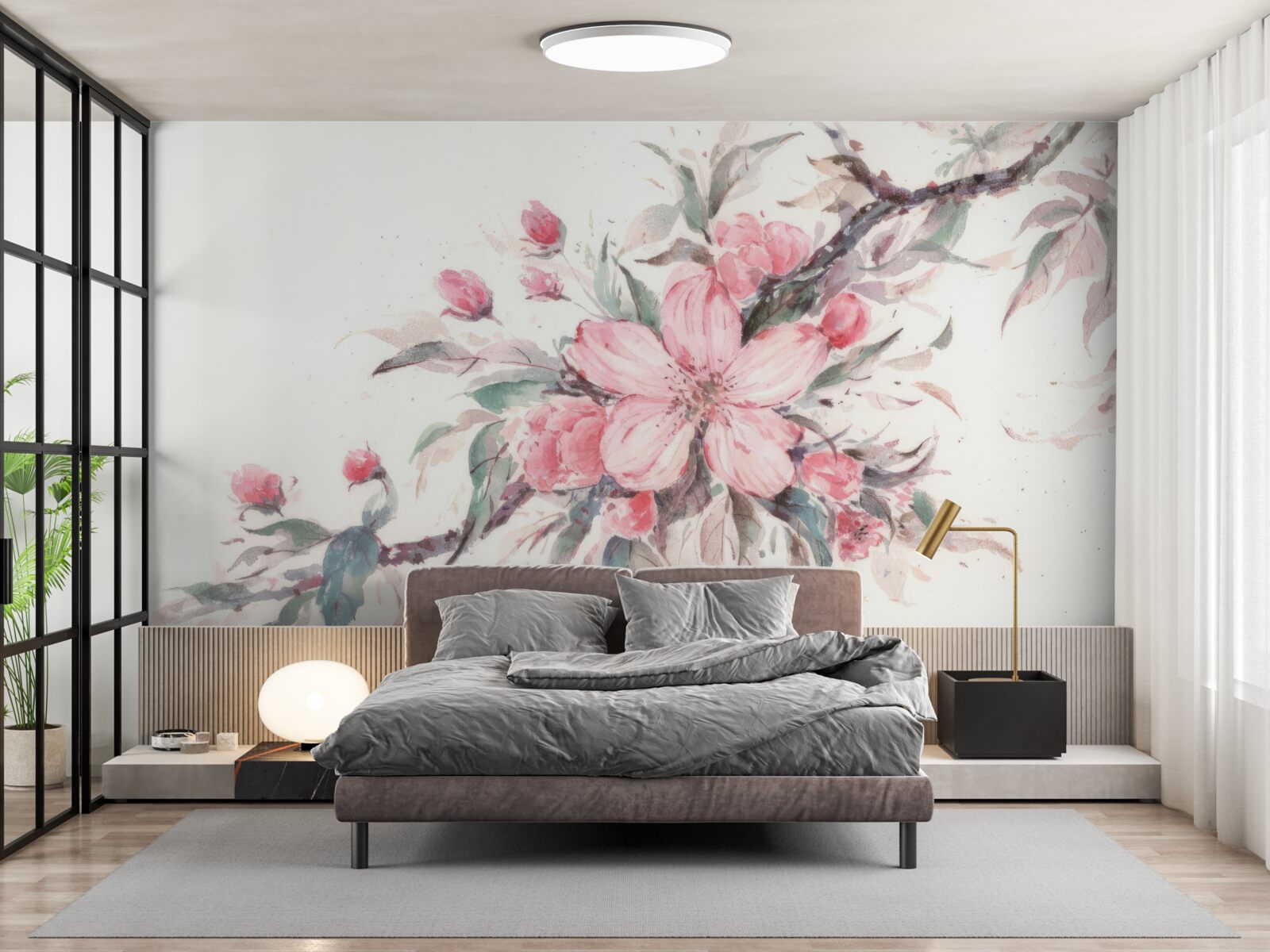 Fototapeta konárik s rozkvitnutým ružovým kvetom