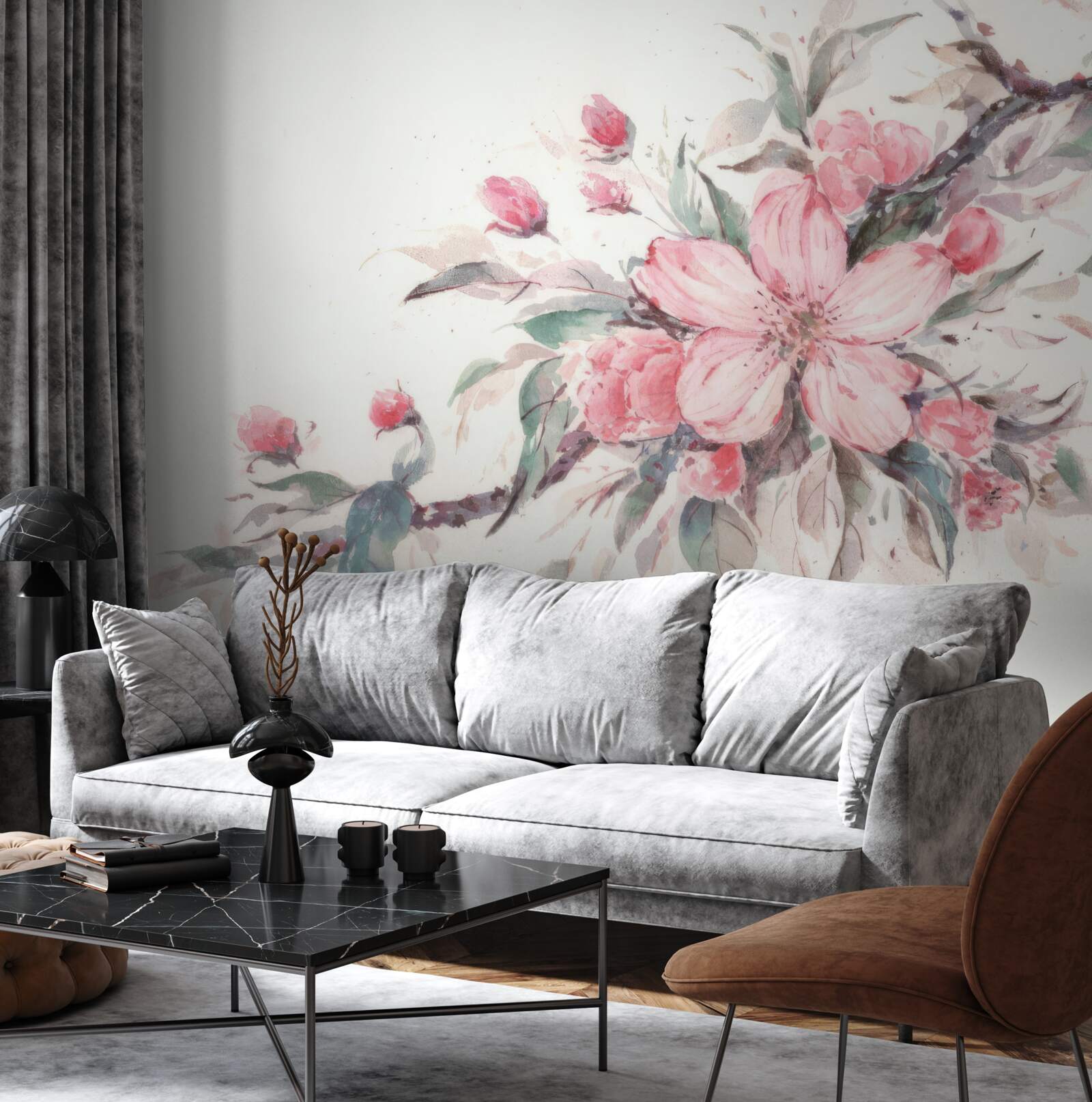 Fototapeta konárik s rozkvitnutým ružovým kvetom