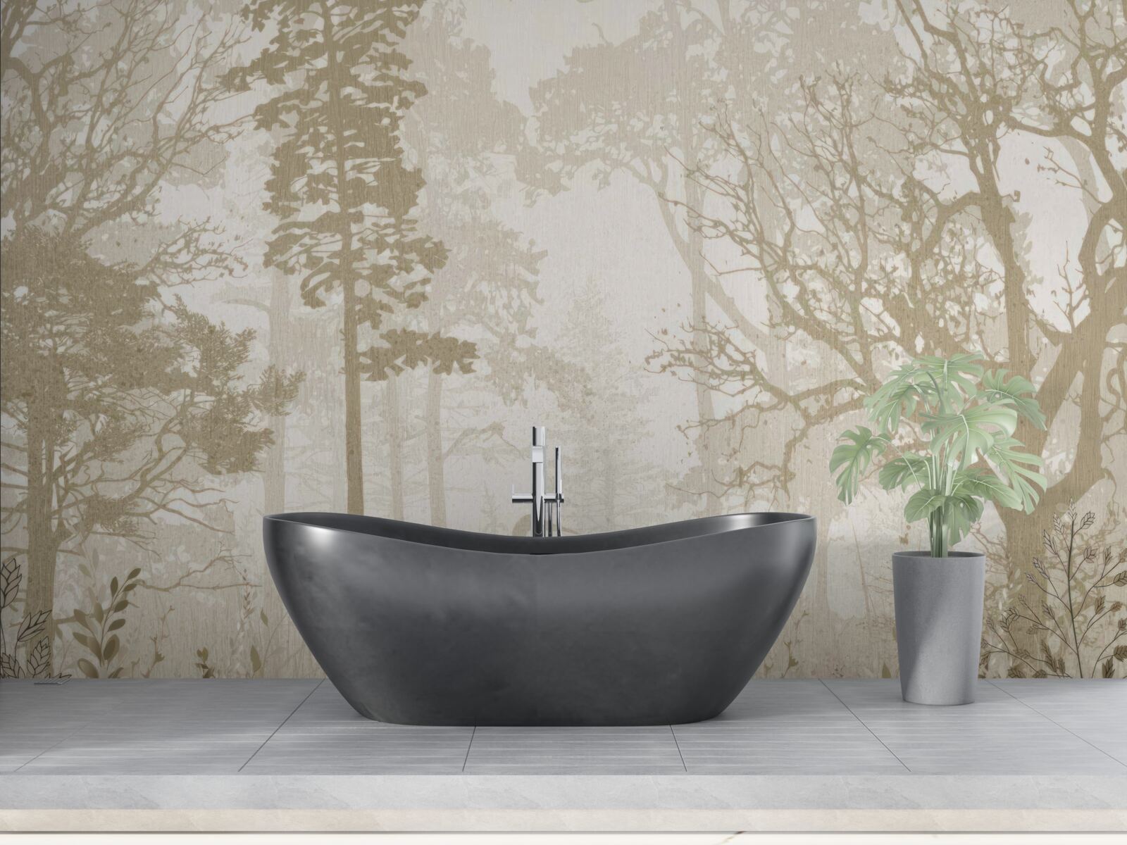 Fototapeta vtáky vznášajúce sa medzi štíhlymi stromami