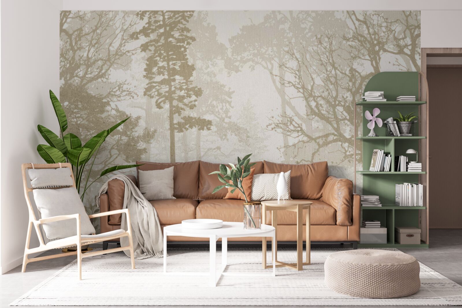 Fototapeta vtáky vznášajúce sa medzi štíhlymi stromami