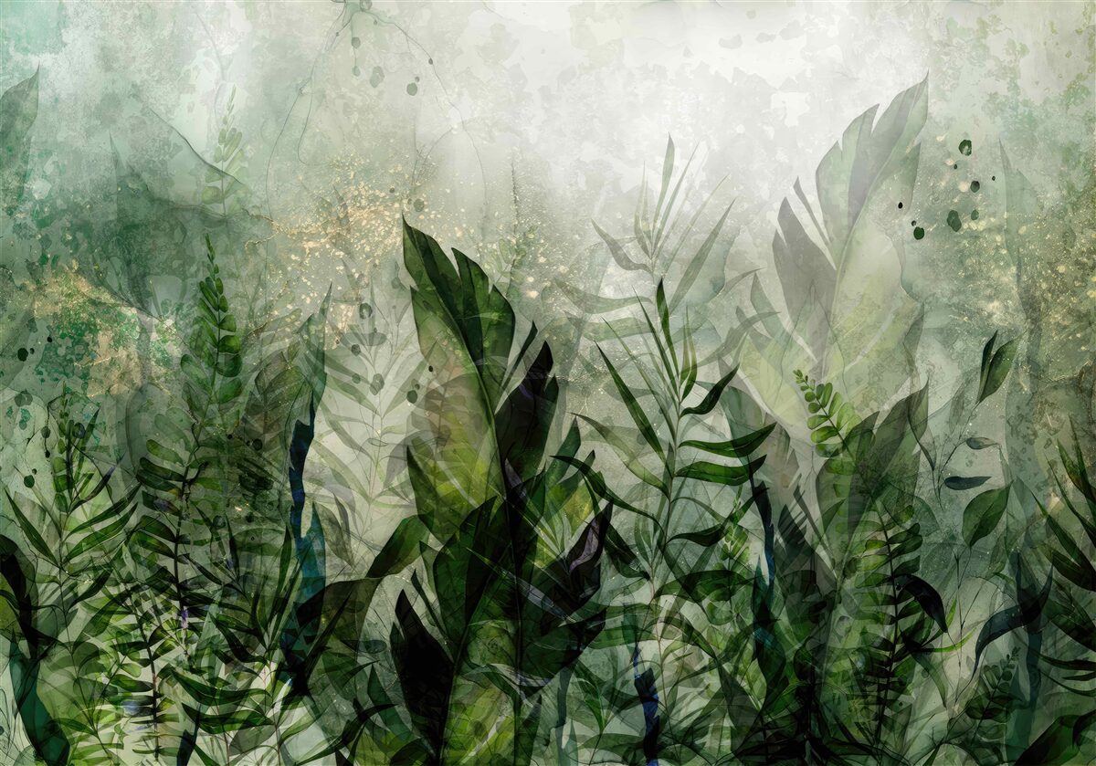 Fototapeta zelené listy v abstraktnom štýle