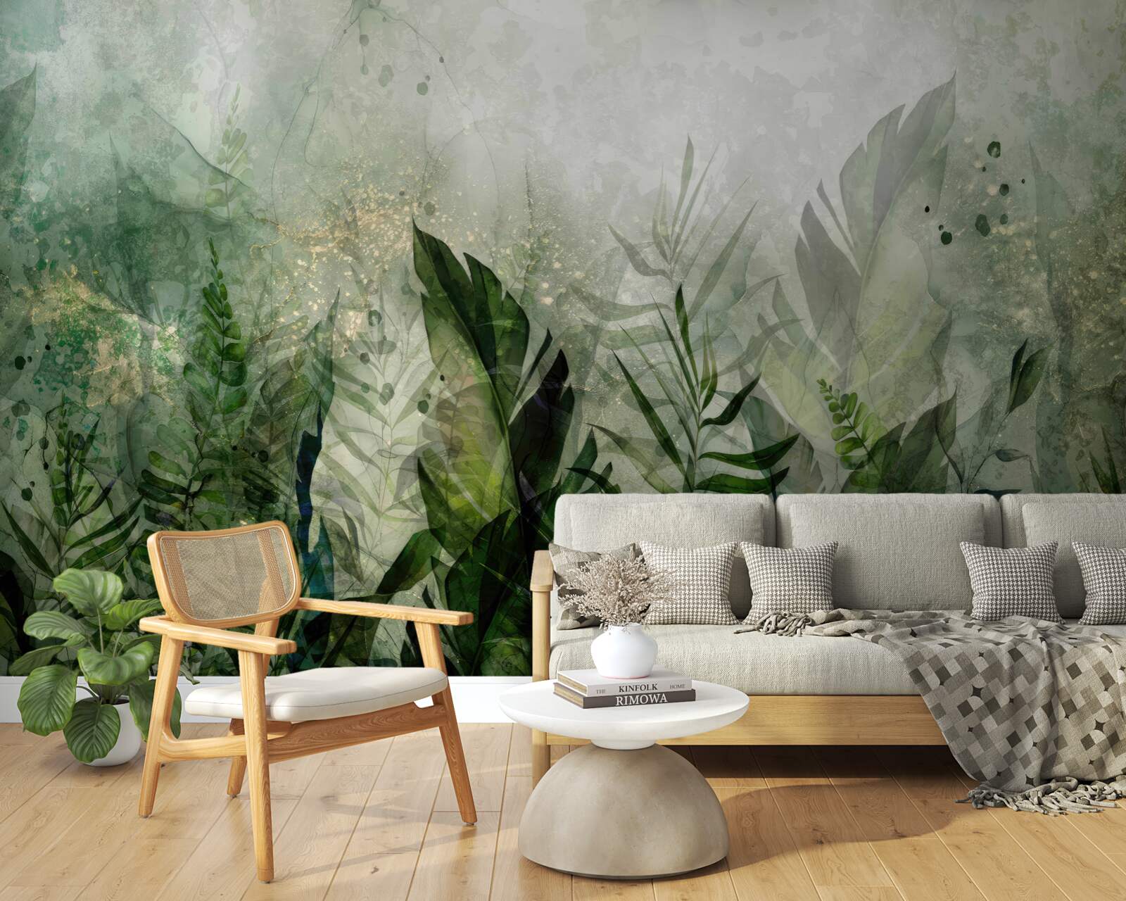 Fototapeta zelené listy v abstraktnom štýle