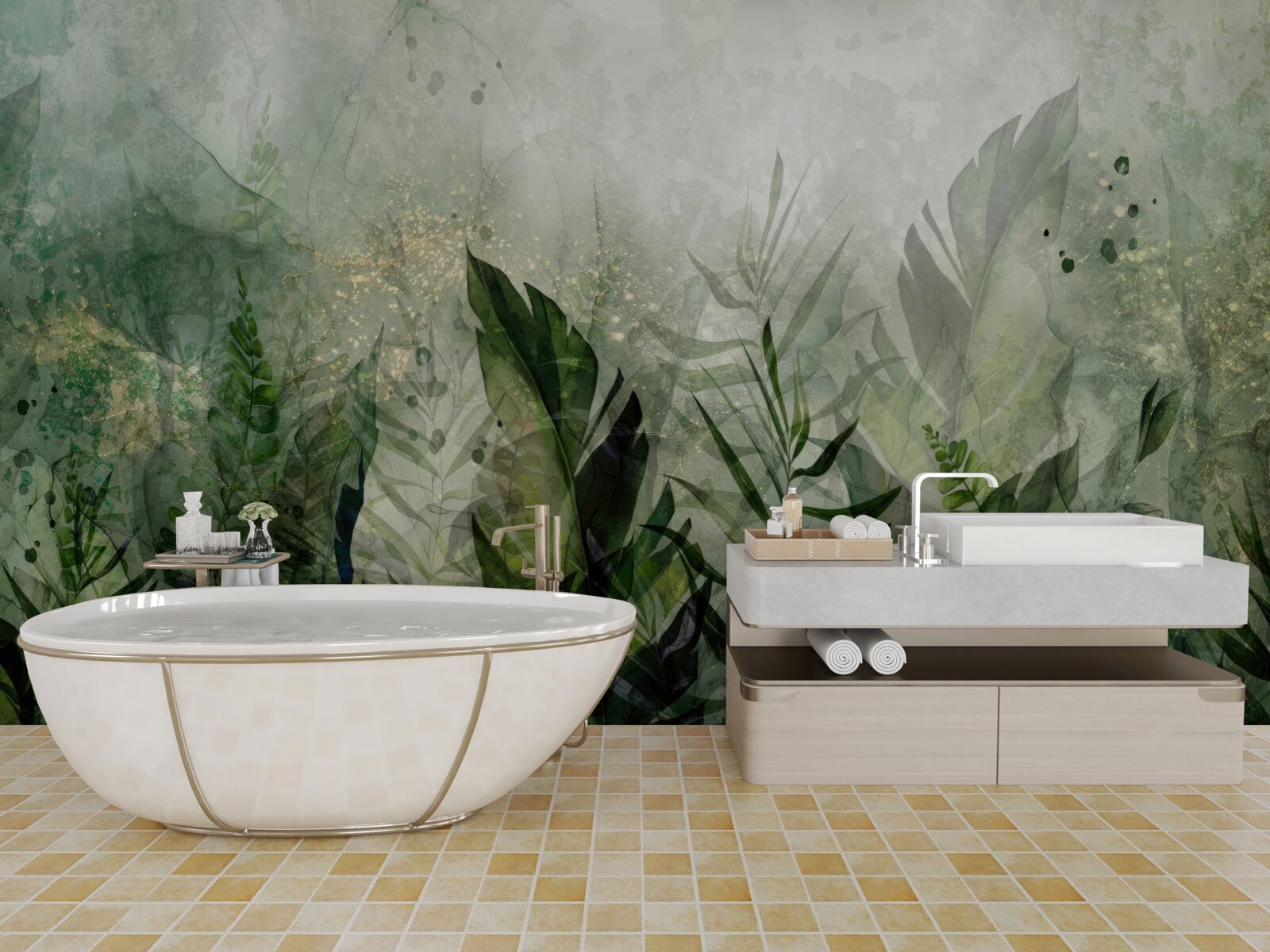 Fototapeta zelené listy v abstraktnom štýle