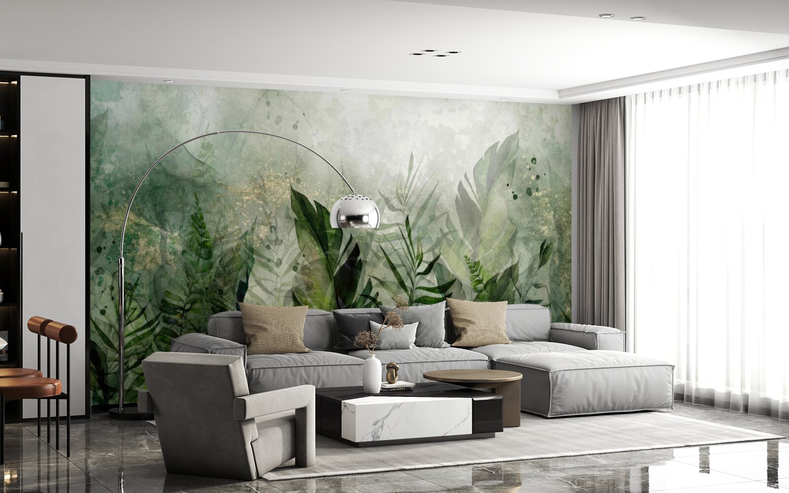 Fototapeta zelené listy v abstraktnom štýle