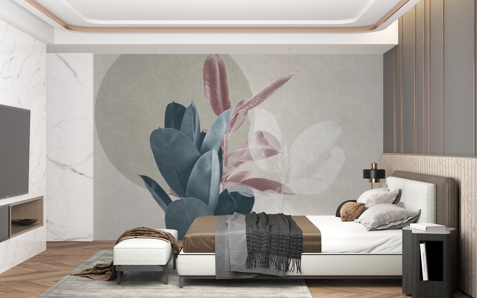 Fototapeta figovník na pozadí sivej steny