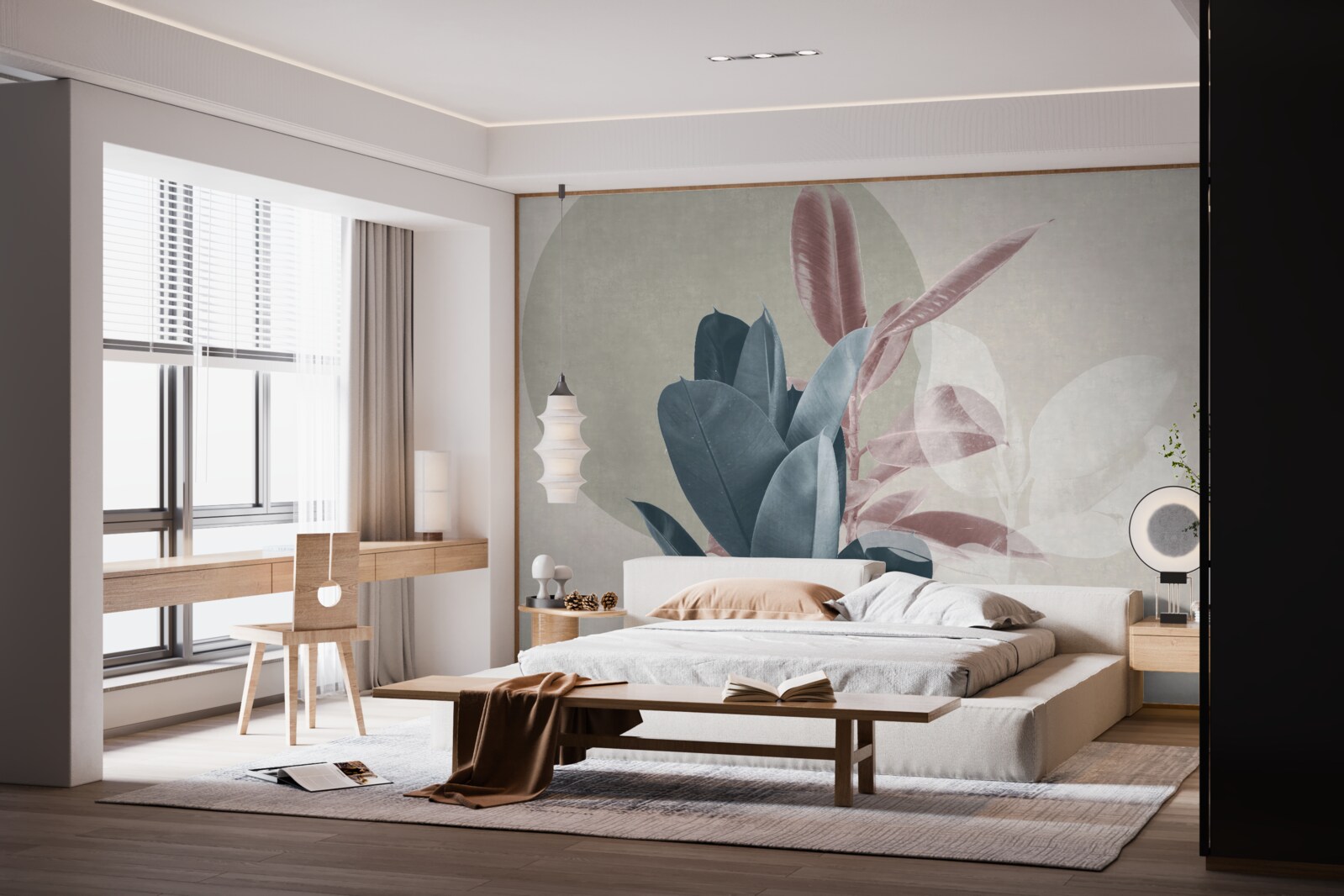 Fototapeta figovník na pozadí sivej steny