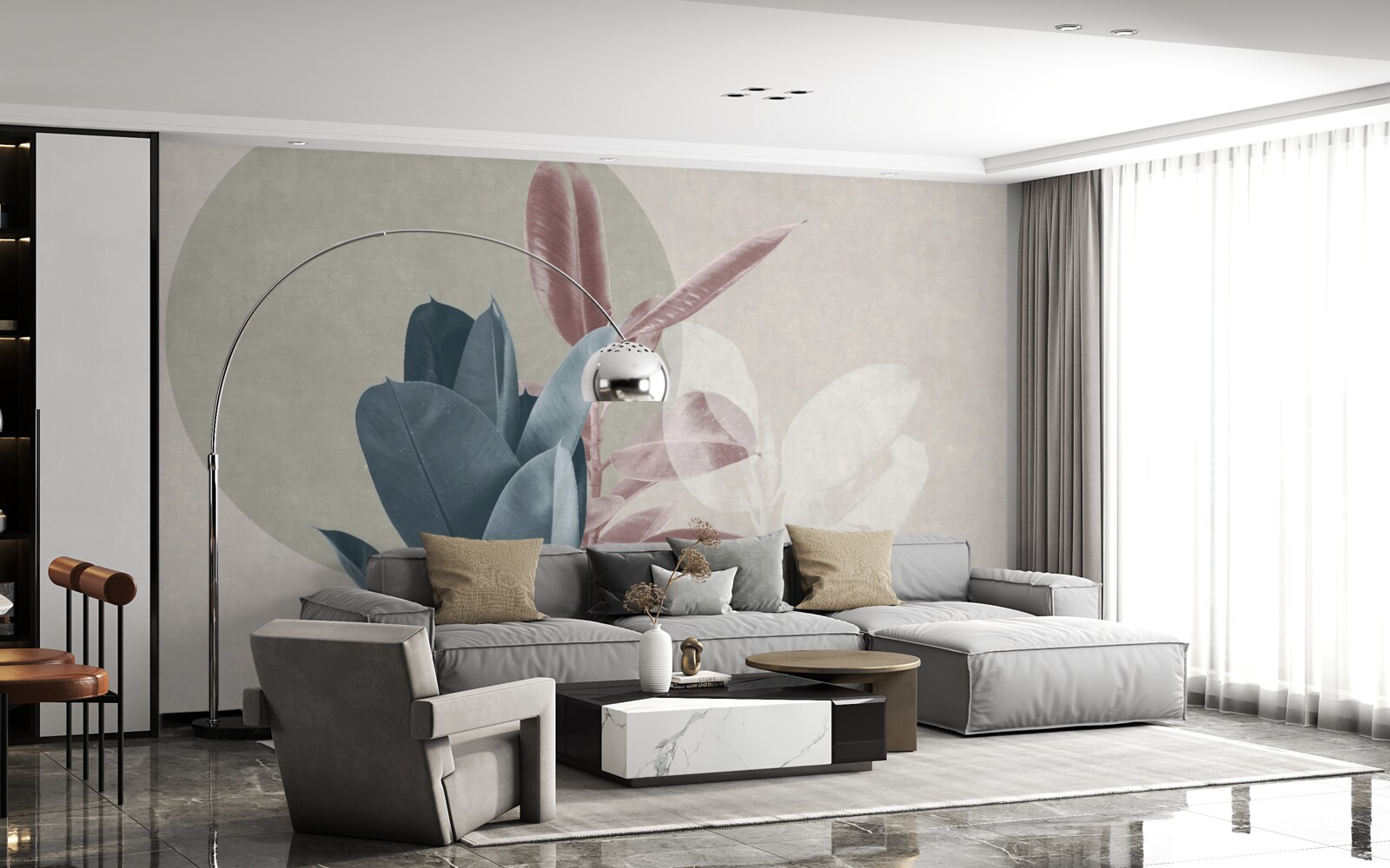 Fototapeta figovník na pozadí sivej steny