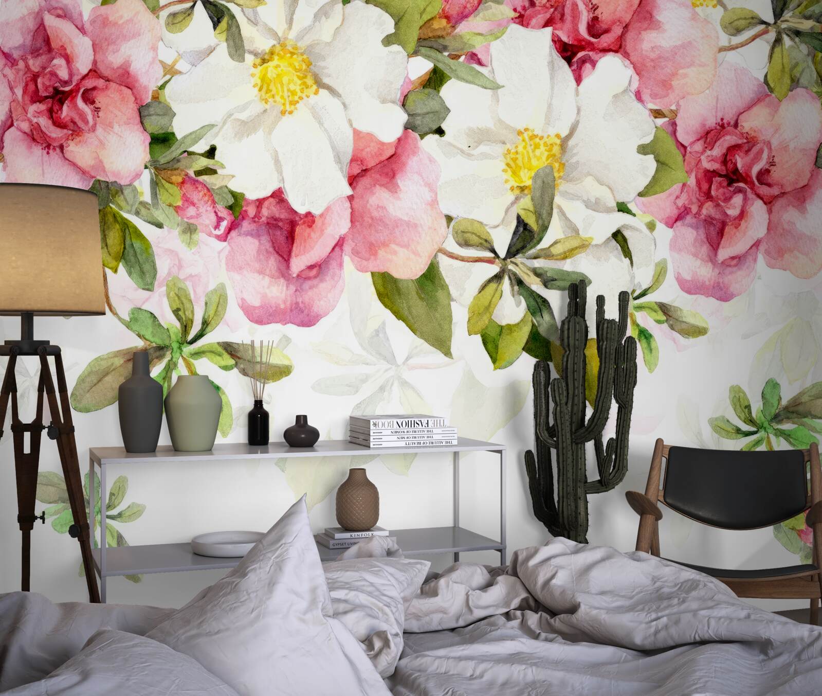 Fototapeta biele sedmokrásky a ružové ruže