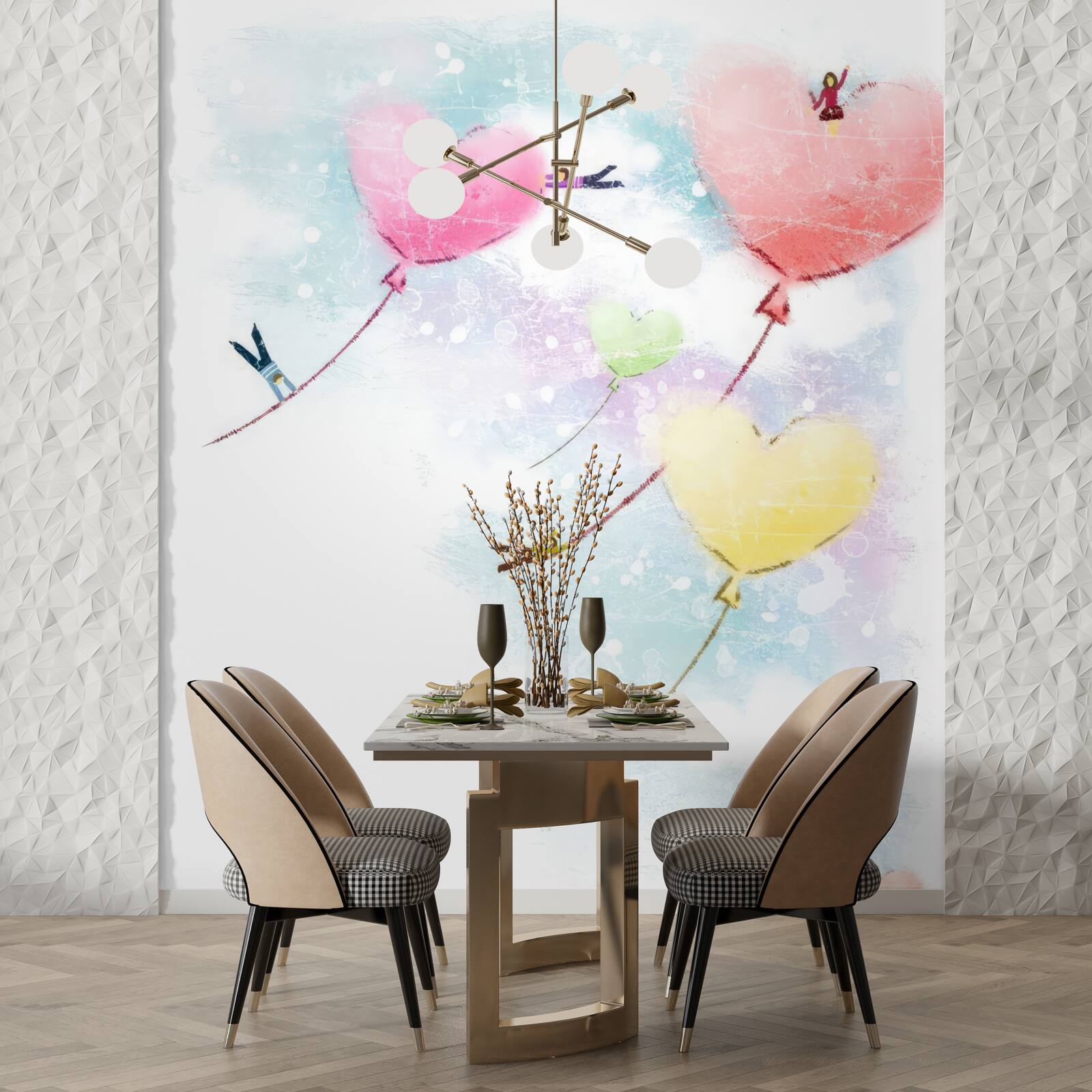 Fototapeta ľudia lietajú v balónoch v tvare srdca