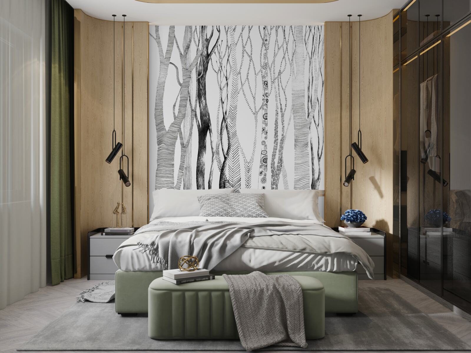 Fototapeta vzor brezy v lese, bezšvové