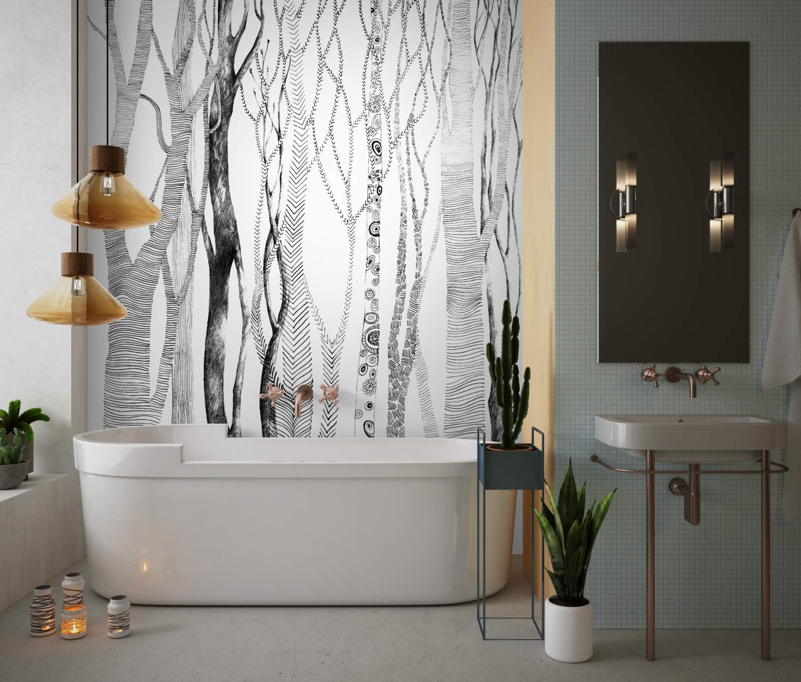 Fototapeta vzor brezy v lese, bezšvové