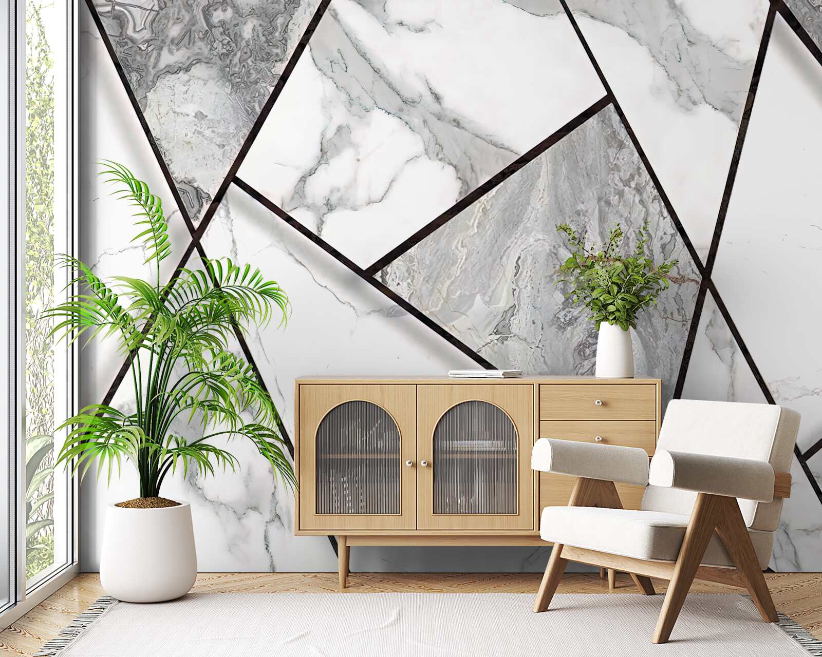 Fototapeta mramorové dlaždice v čiernej a bielej farbe