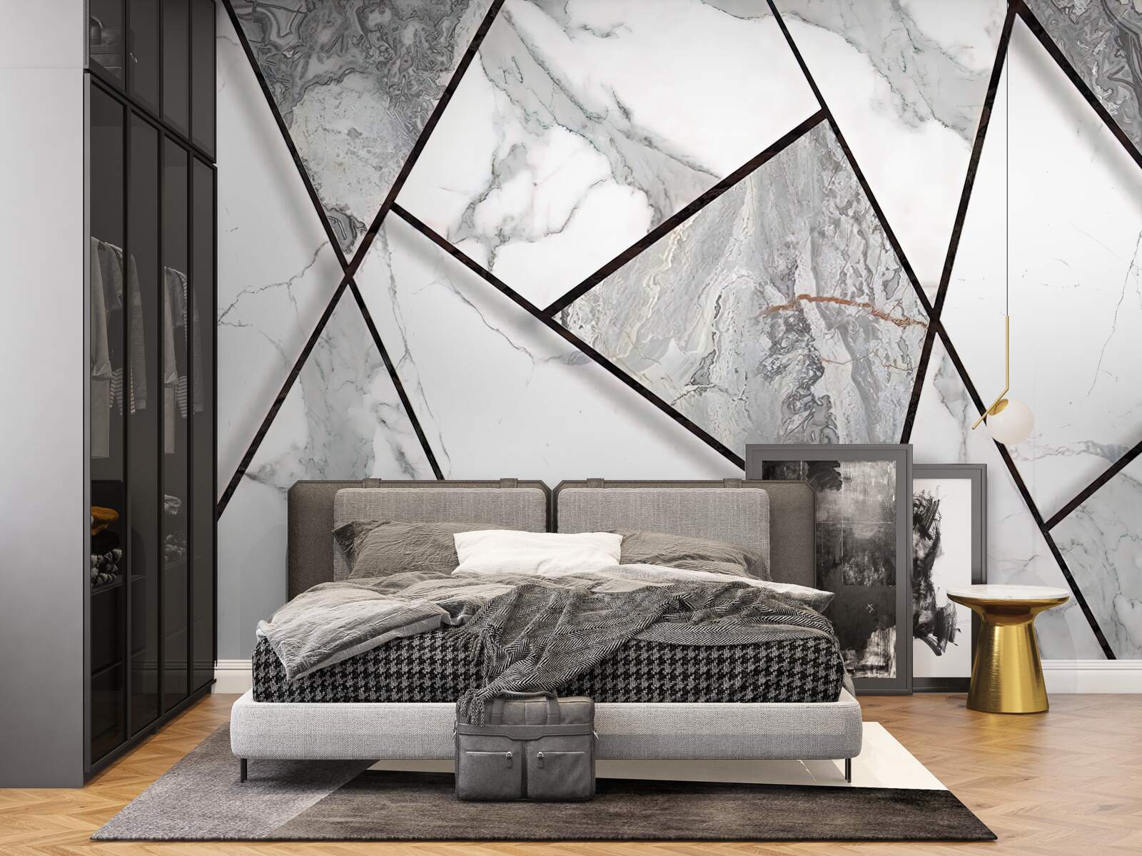 Fototapeta mramorové dlaždice v čiernej a bielej farbe