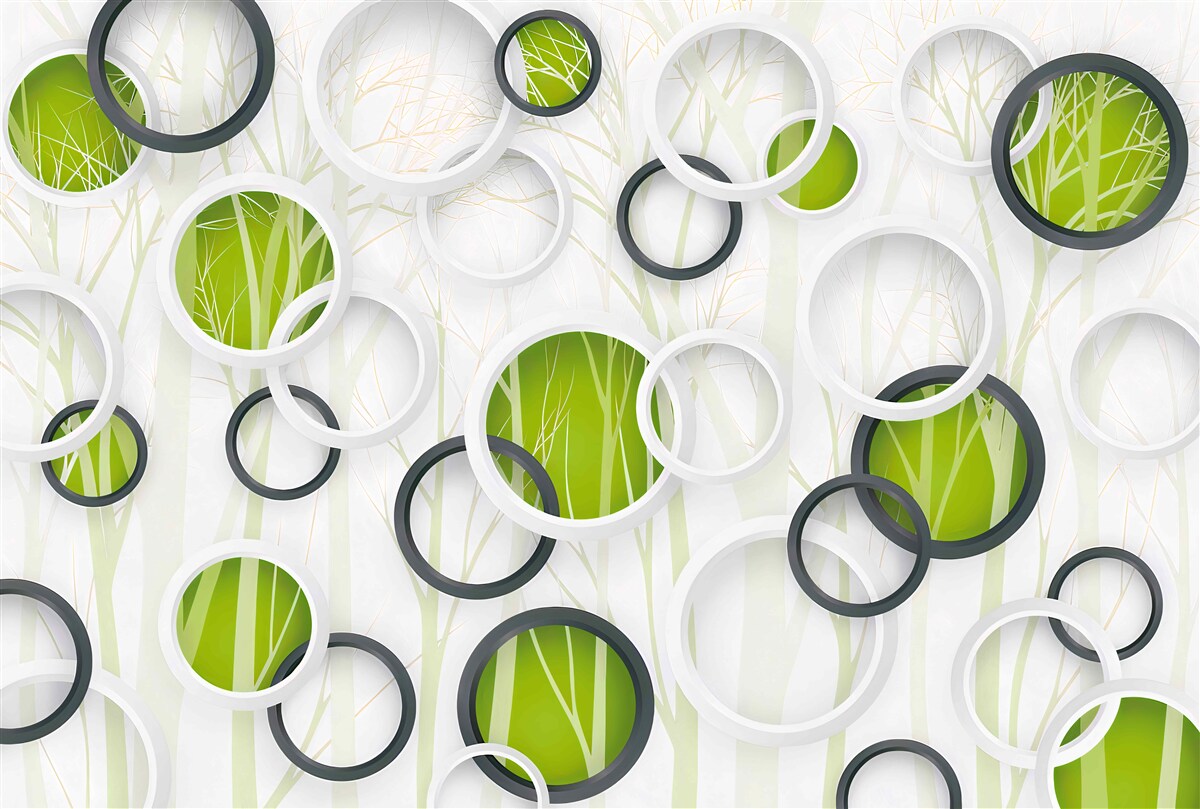 Fototapeta kolesá v bielej a čiernej farbe so zeleným odtieňom