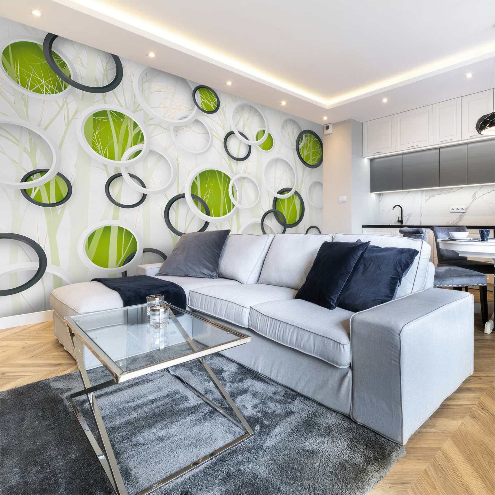 Fototapeta kolesá v bielej a čiernej farbe so zeleným odtieňom