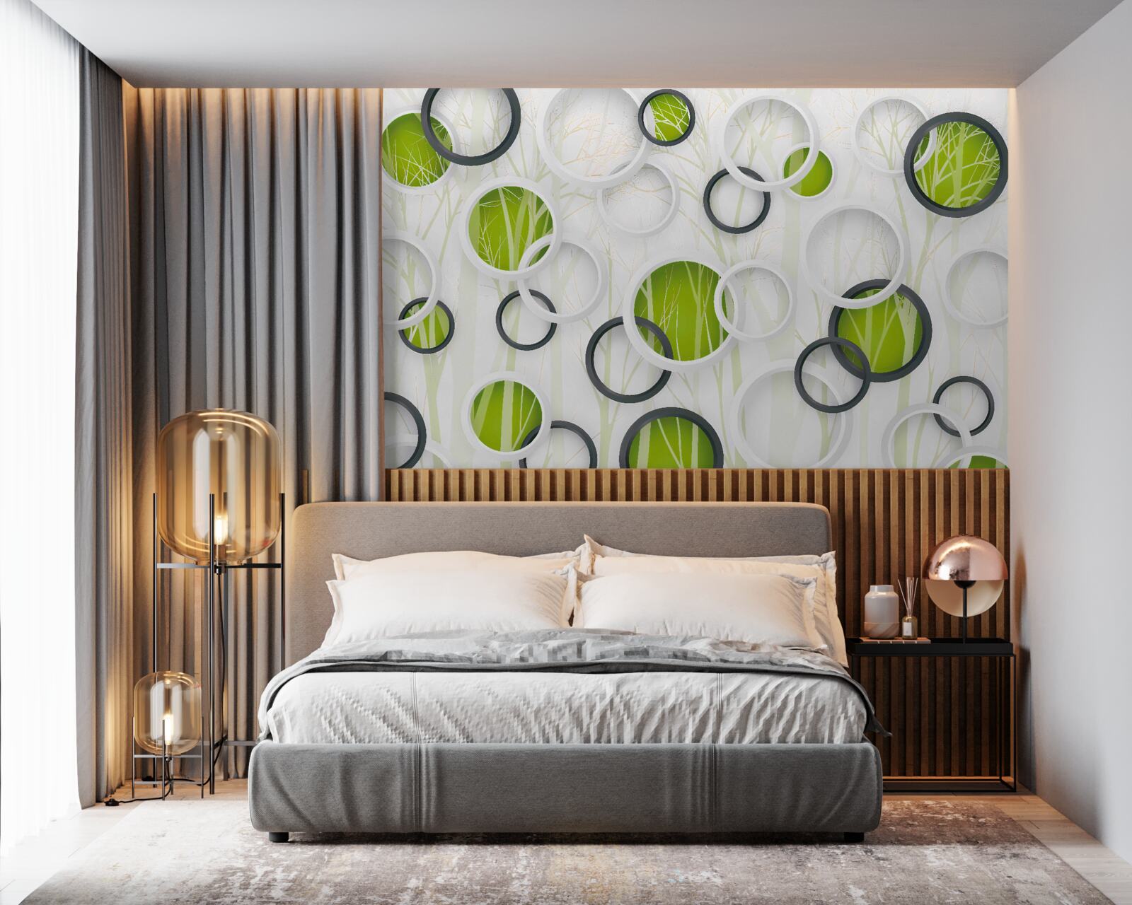 Fototapeta kolesá v bielej a čiernej farbe so zeleným odtieňom