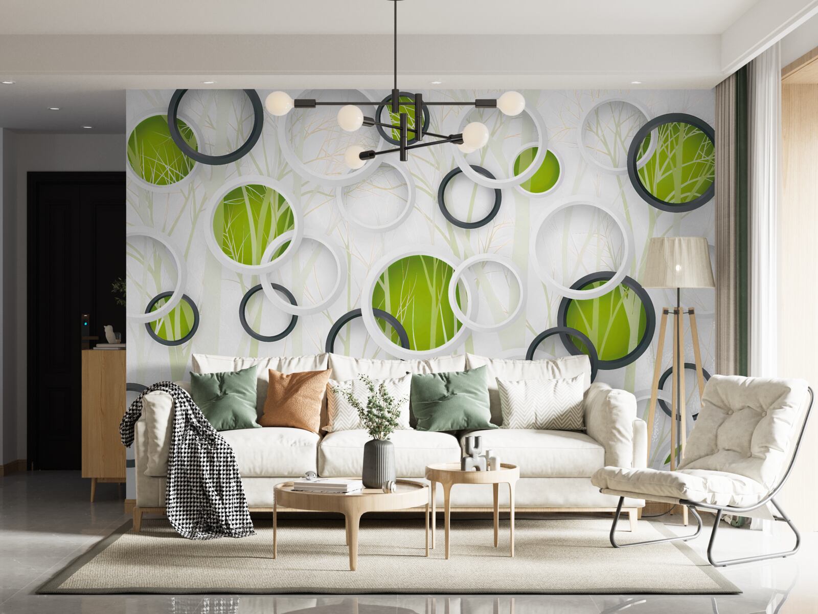 Fototapeta kolesá v bielej a čiernej farbe so zeleným odtieňom