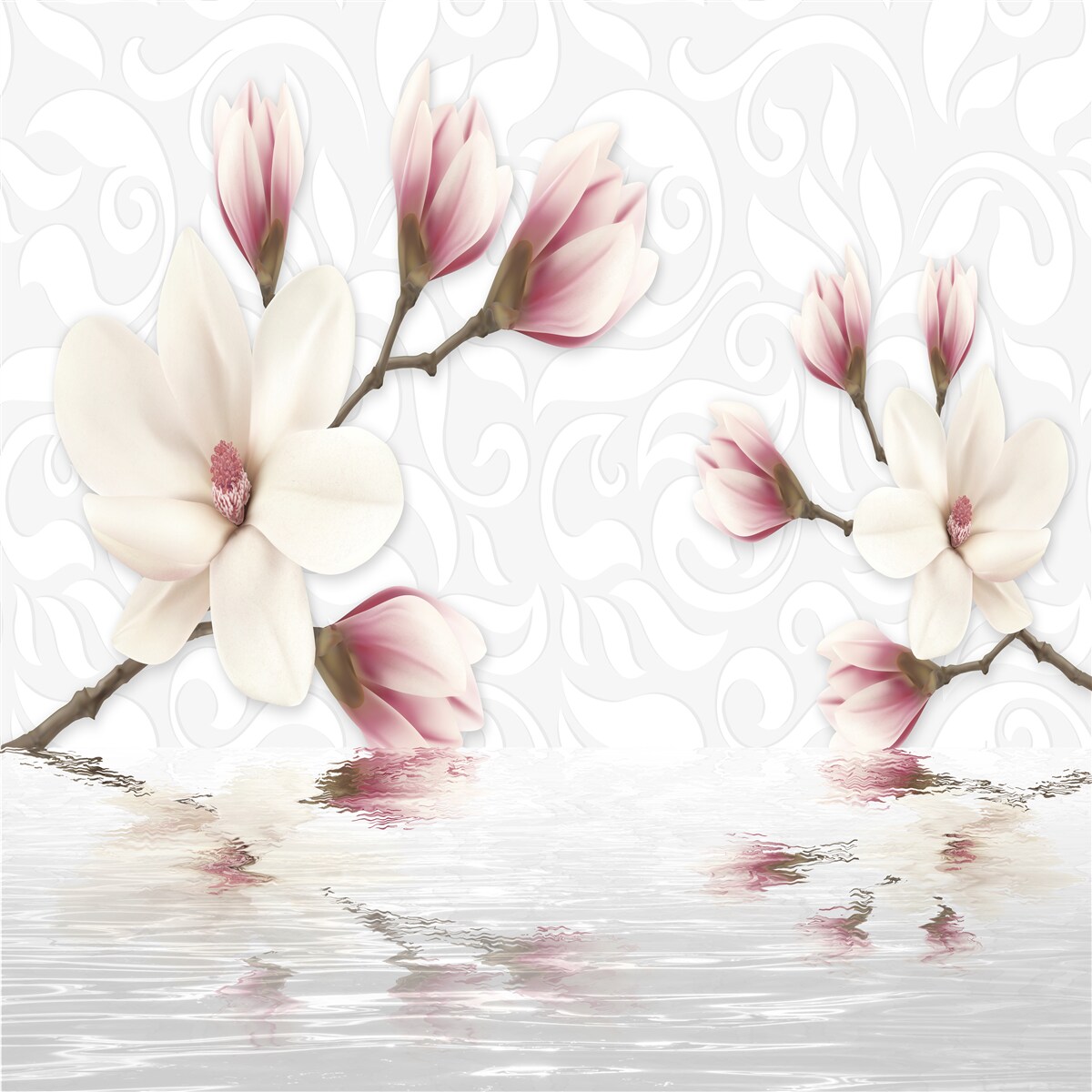 Fototapeta nad vodou sú biele a ružové kvety