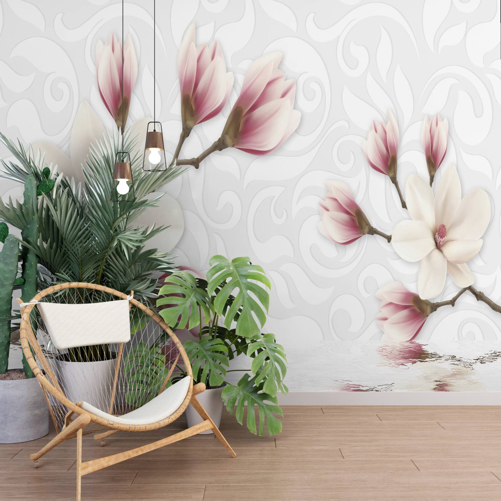 Fototapeta nad vodou sú biele a ružové kvety