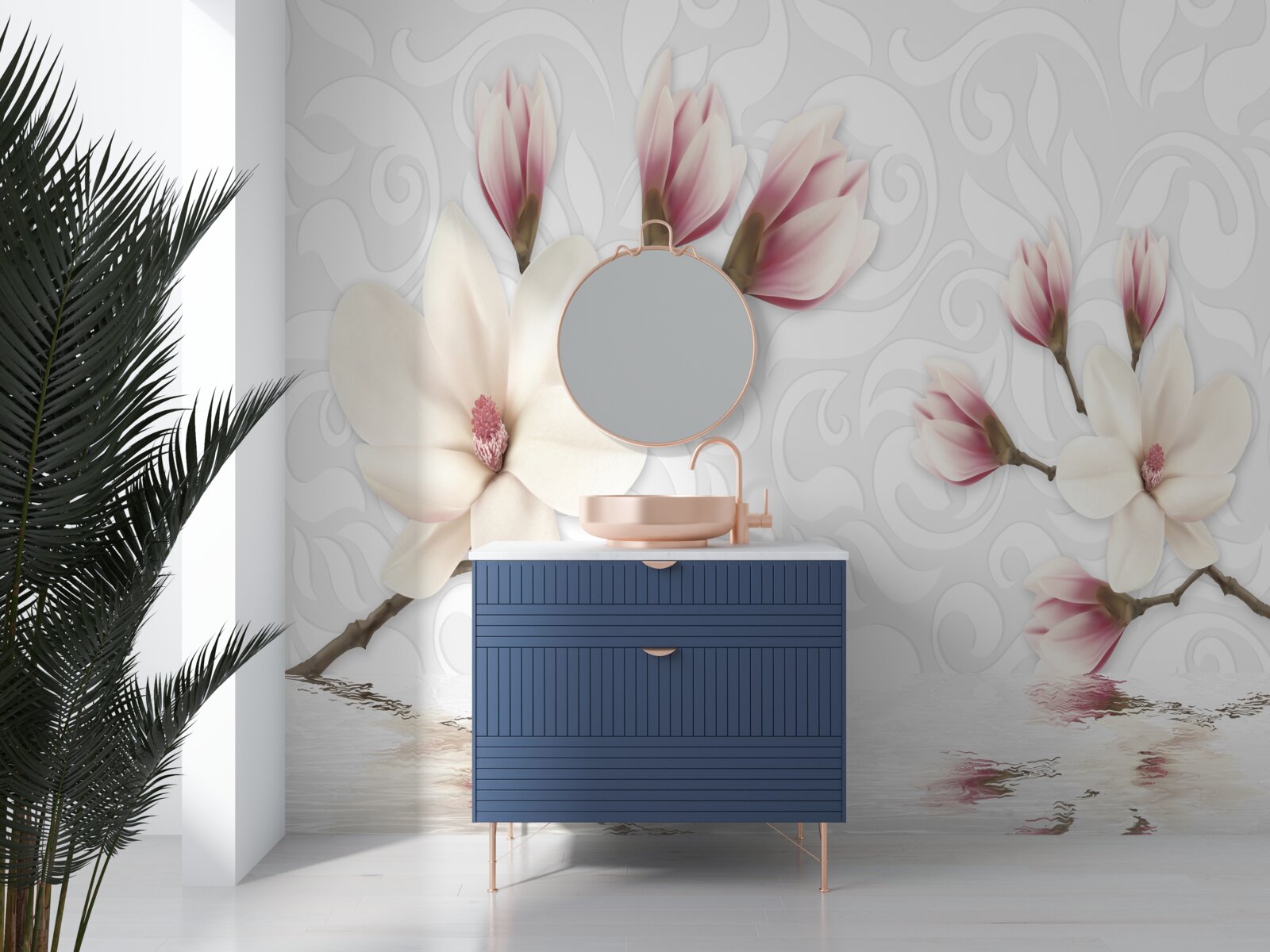 Fototapeta nad vodou sú biele a ružové kvety