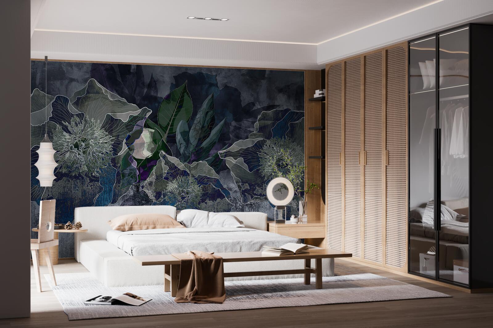 Fototapeta kvety maľované akvarelom na sivom podklade