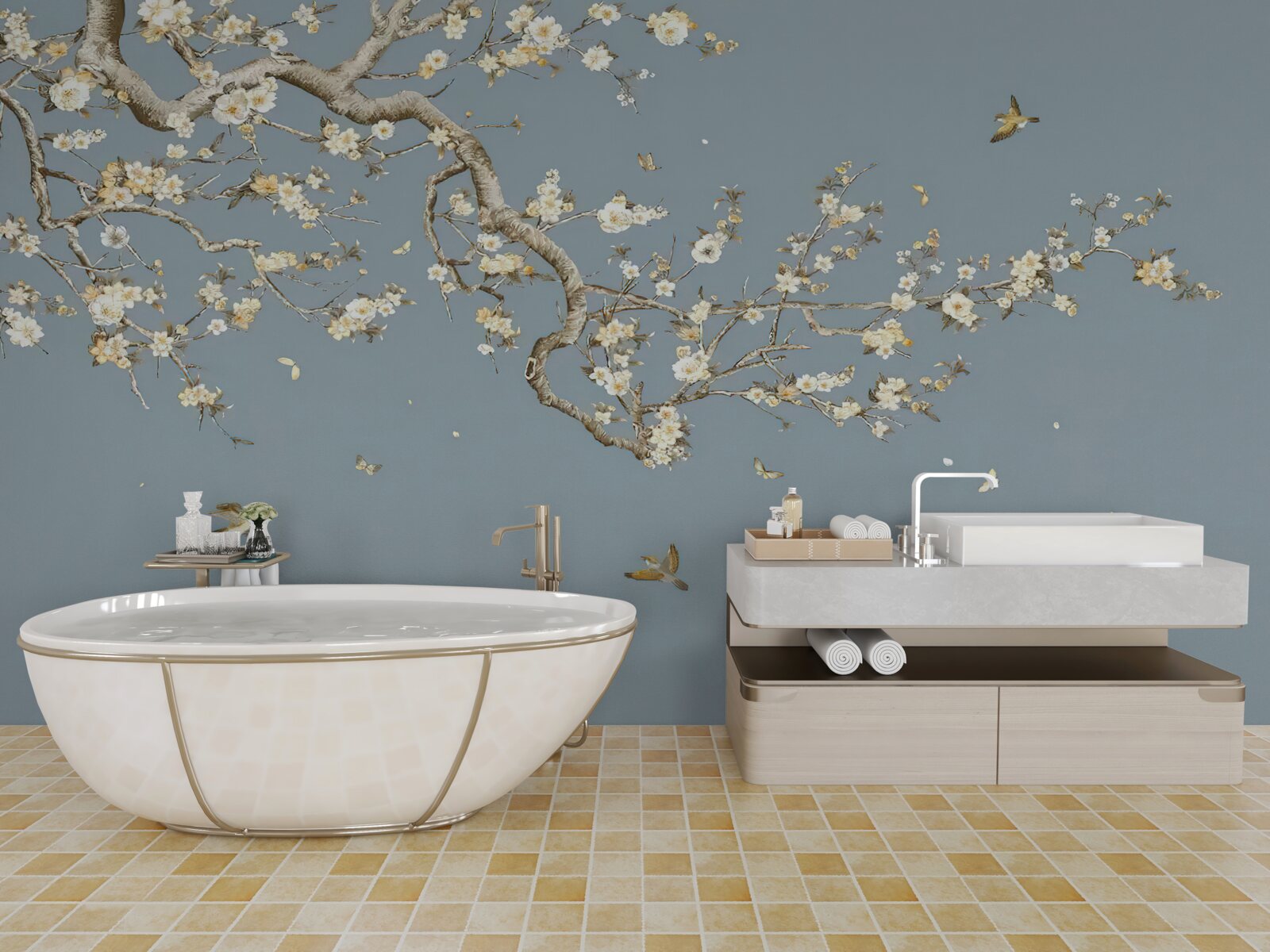 Fototapeta kmeň s malými kvetmi