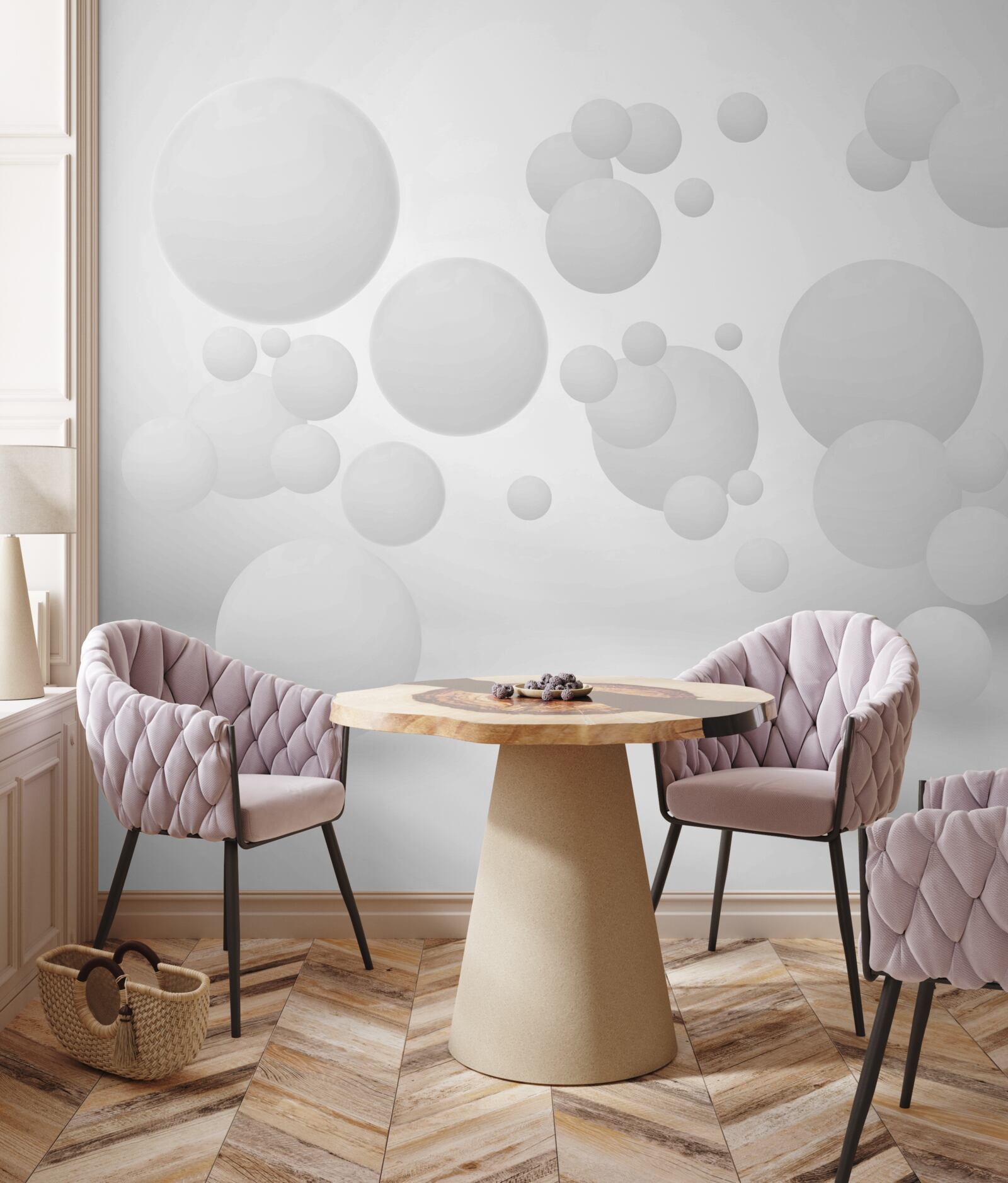 Fototapeta biele kruhy rôznych veľkostí