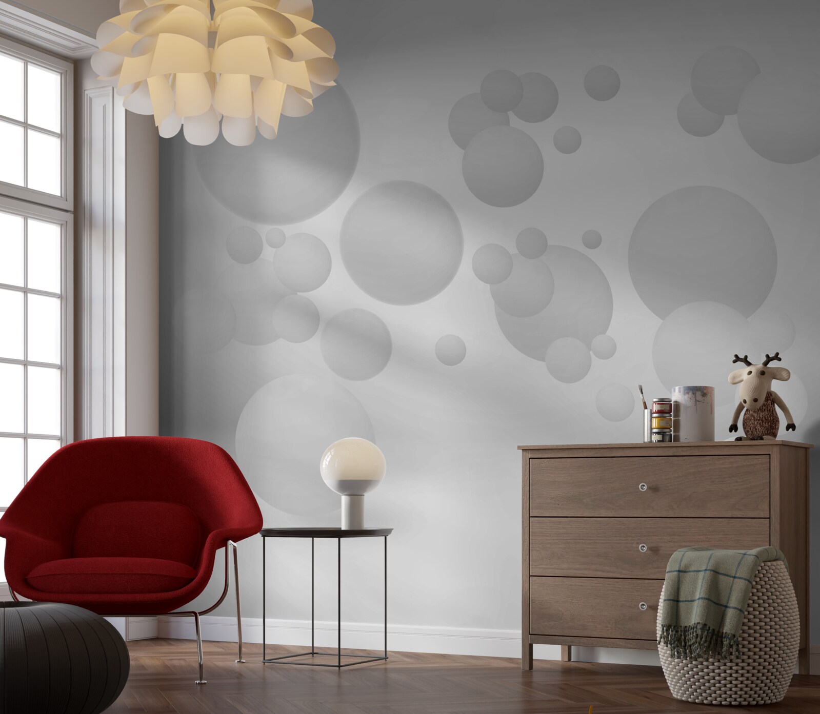 Fototapeta biele kruhy rôznych veľkostí