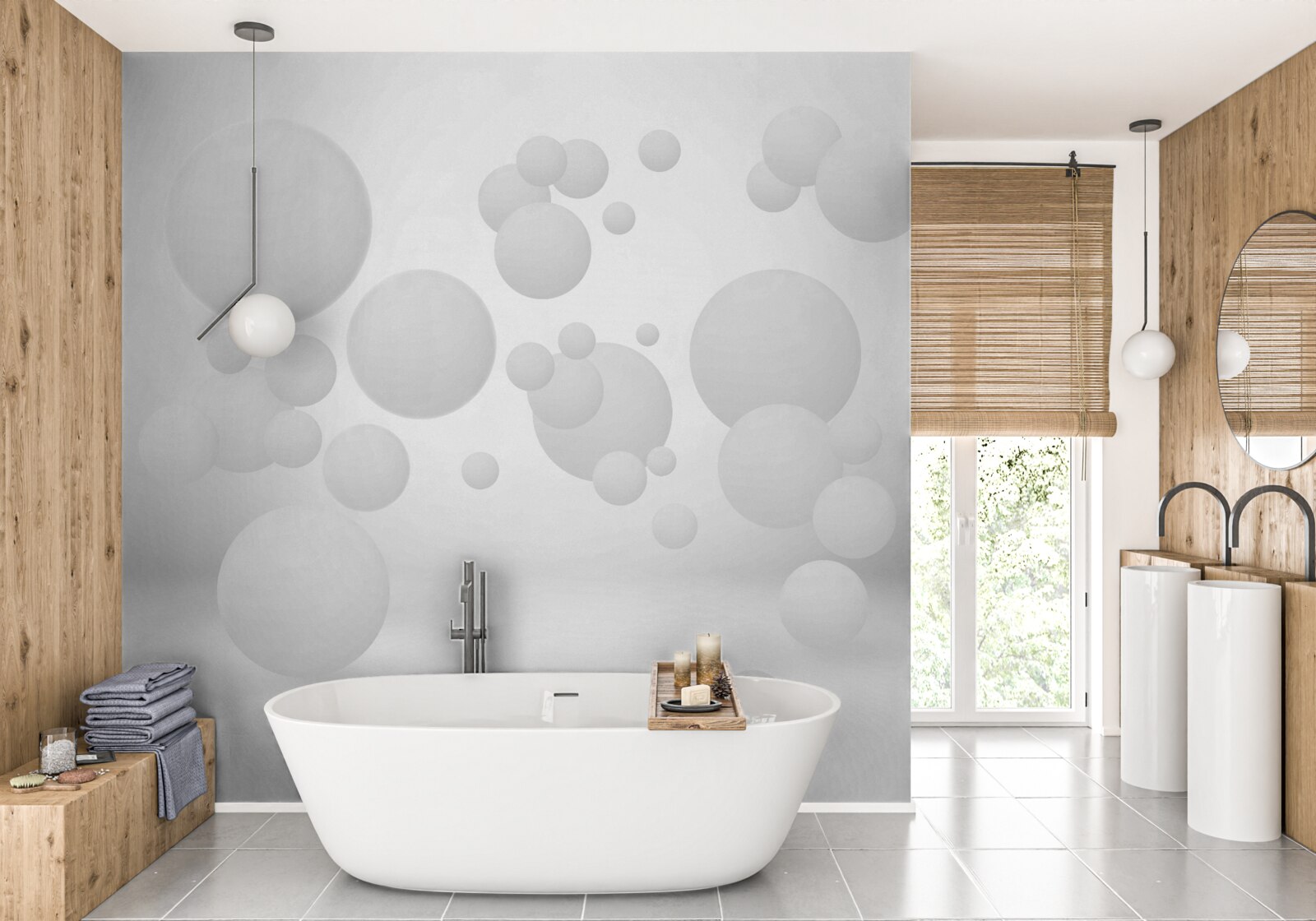 Fototapeta biele kruhy rôznych veľkostí