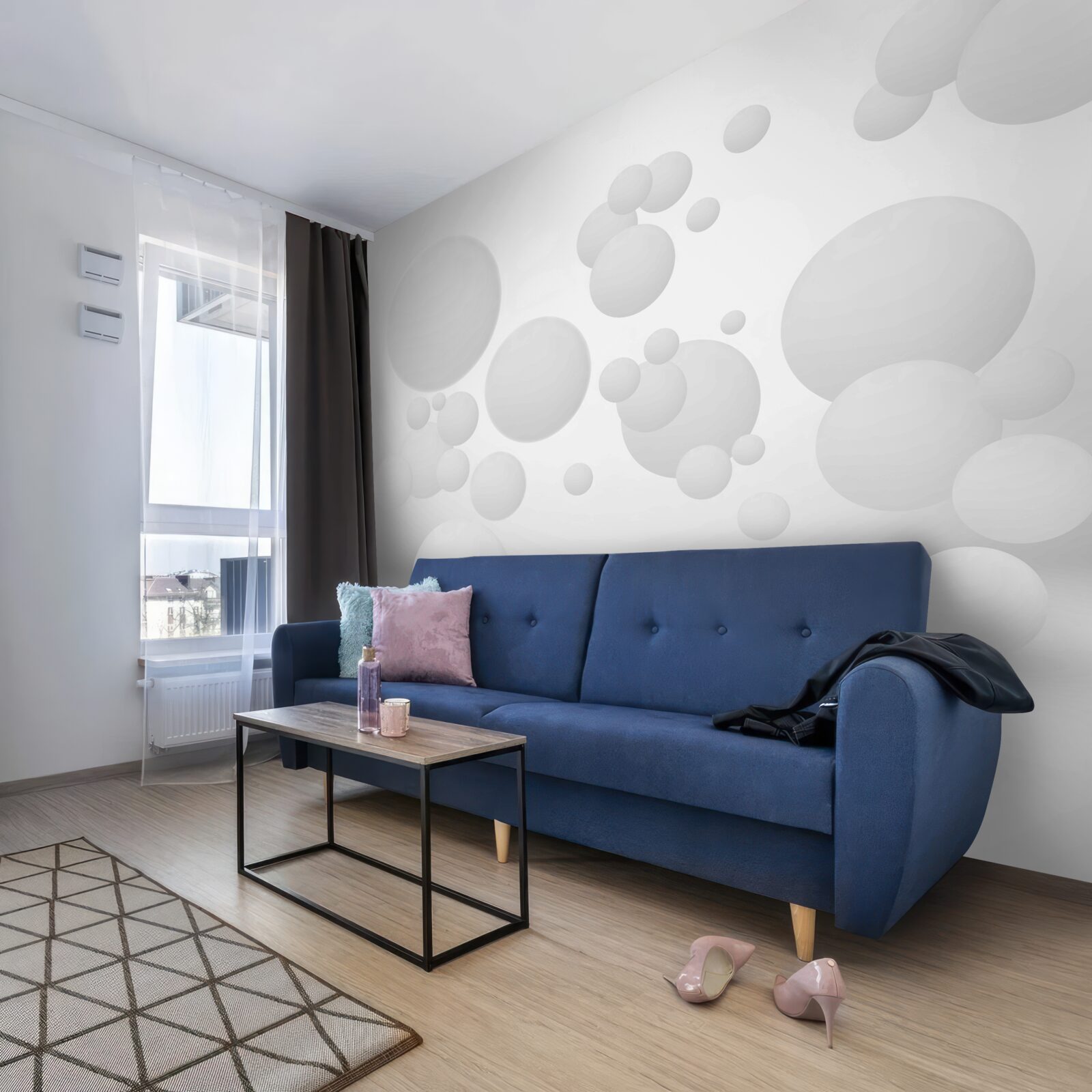 Fototapeta biele kruhy rôznych veľkostí