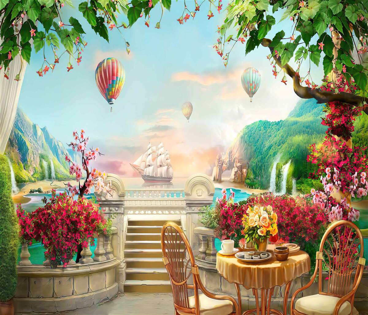 Fototapeta ranné jedlo vonku s nádherným výhľadom