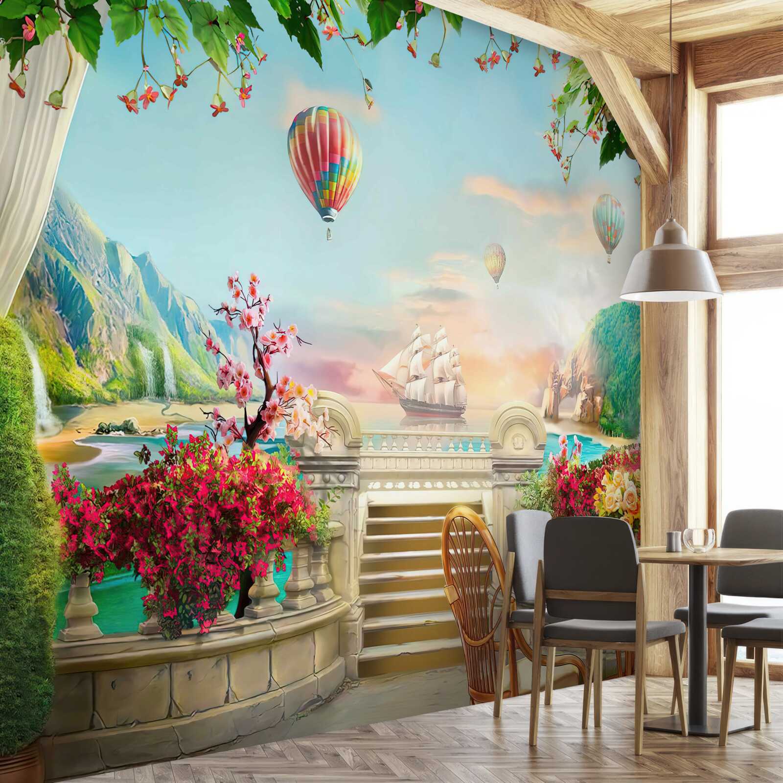 Fototapeta ranné jedlo vonku s nádherným výhľadom