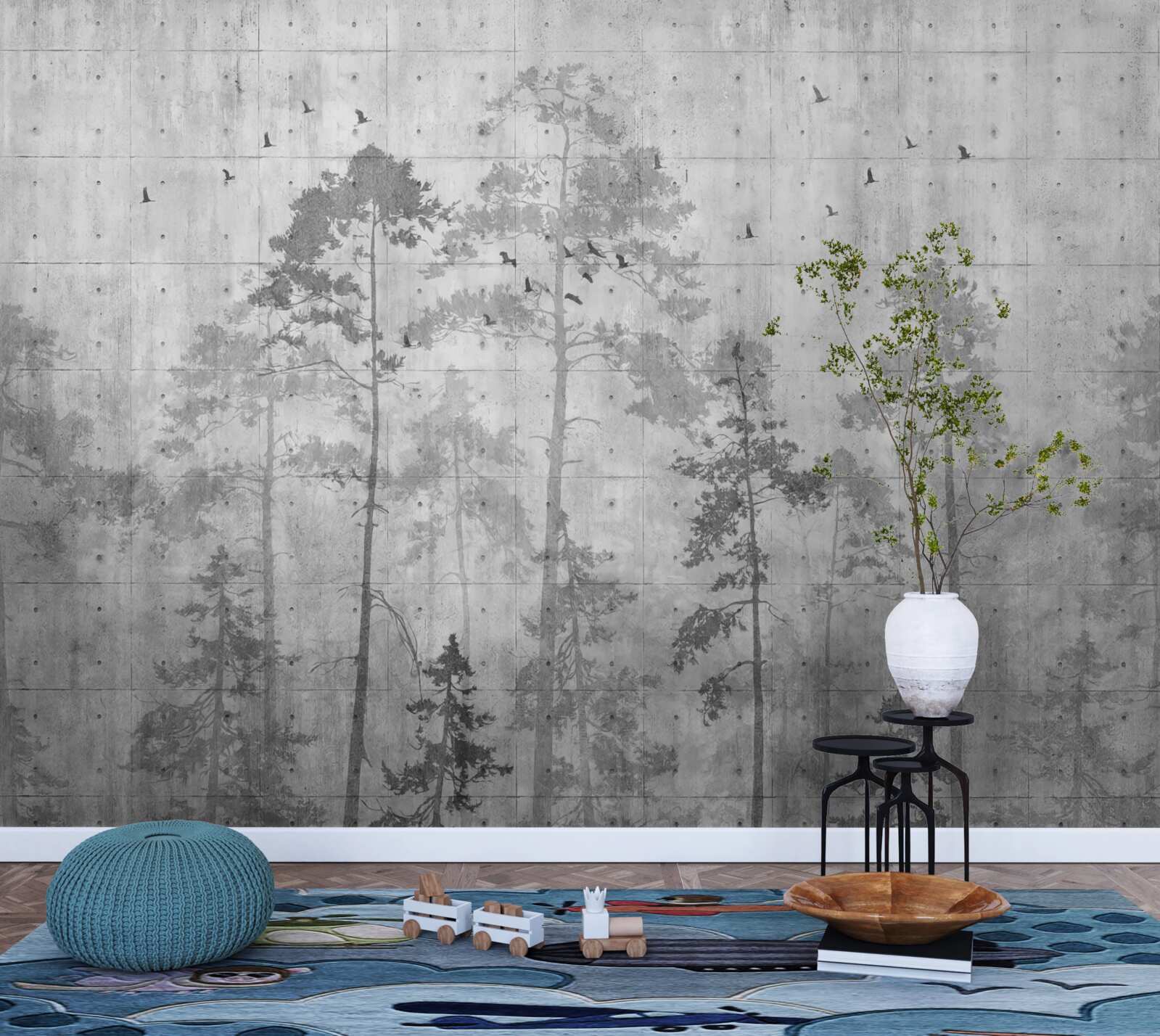 Fototapeta les v čiernej a bielej