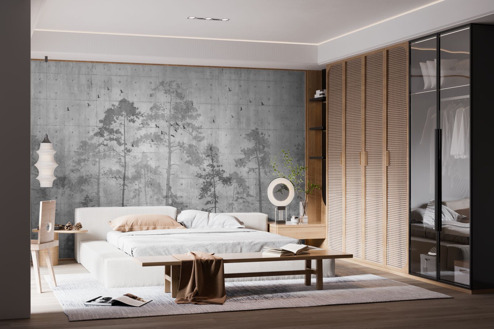 Fototapeta les v čiernej a bielej