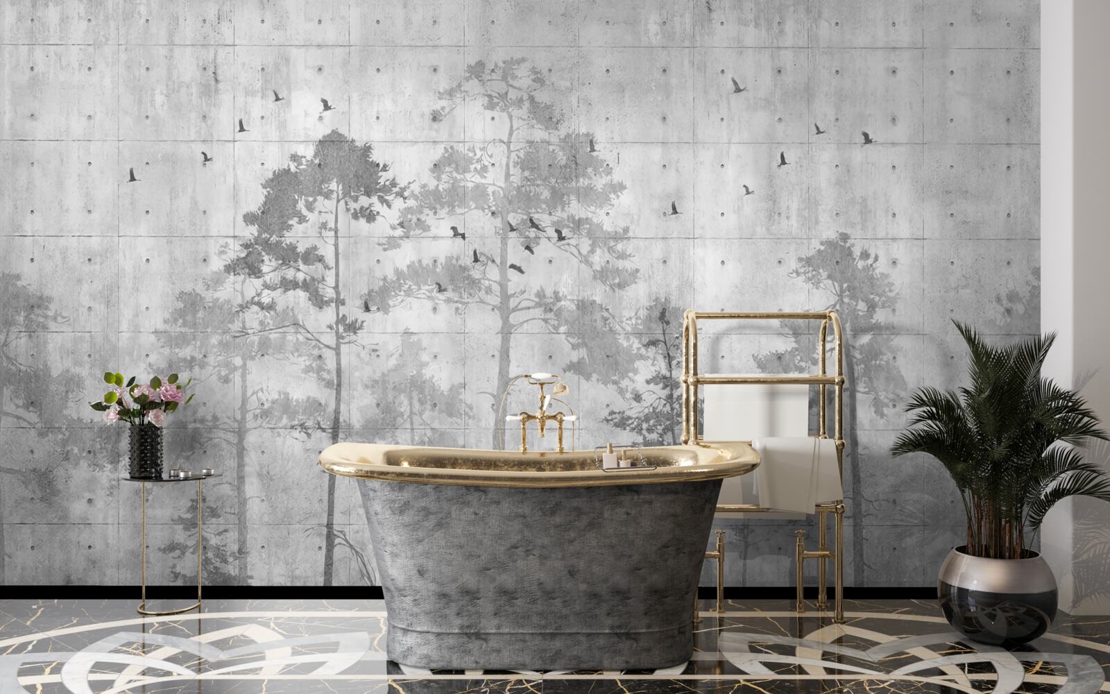 Fototapeta les v čiernej a bielej