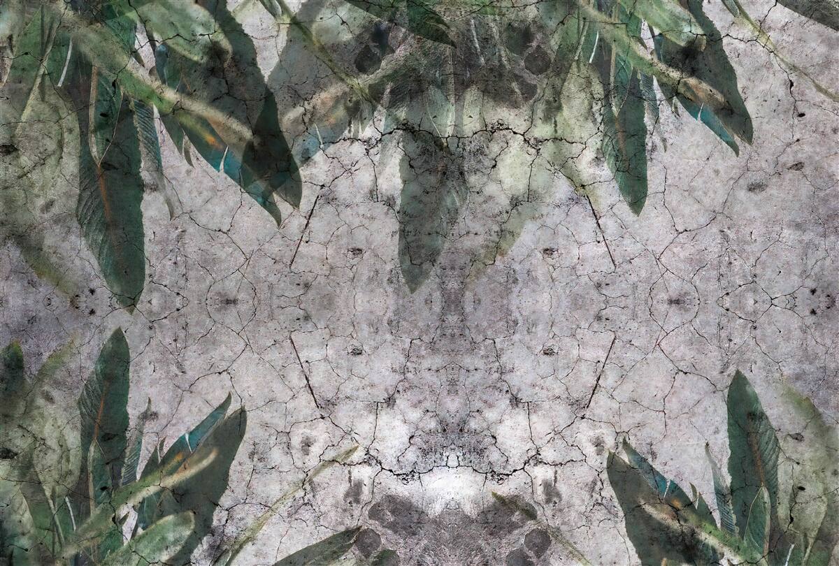 Fototapeta Stena s listami z betónu