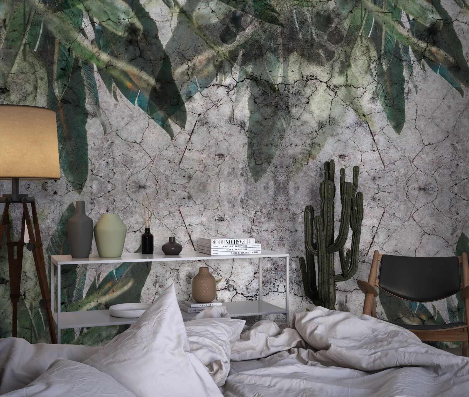 Fototapeta Stena s listami z betónu