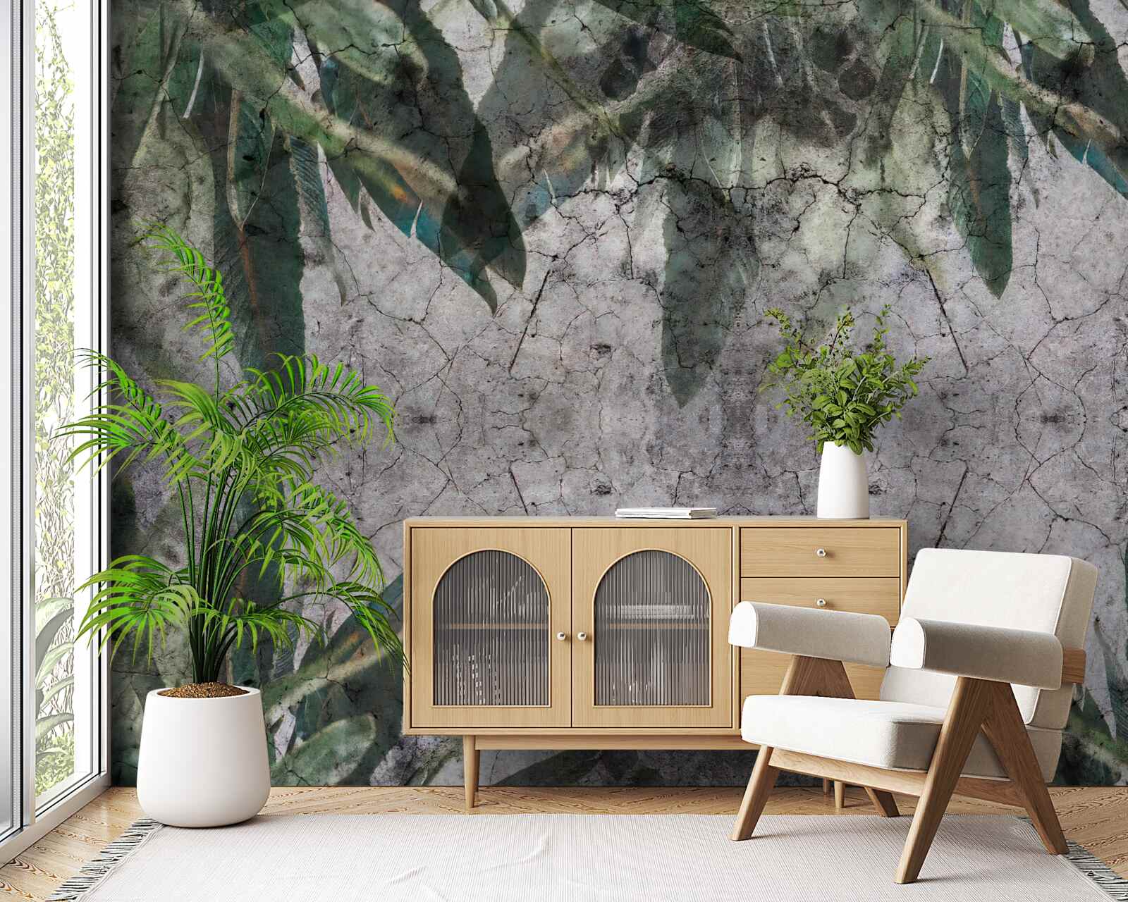 Fototapeta Stena s listami z betónu