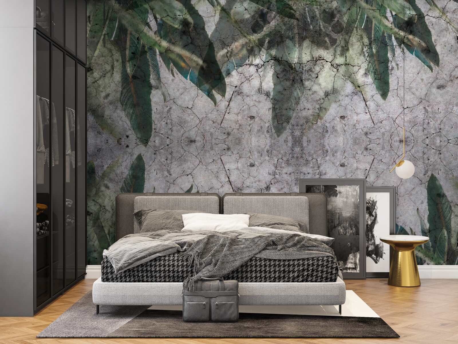 Fototapeta Stena s listami z betónu